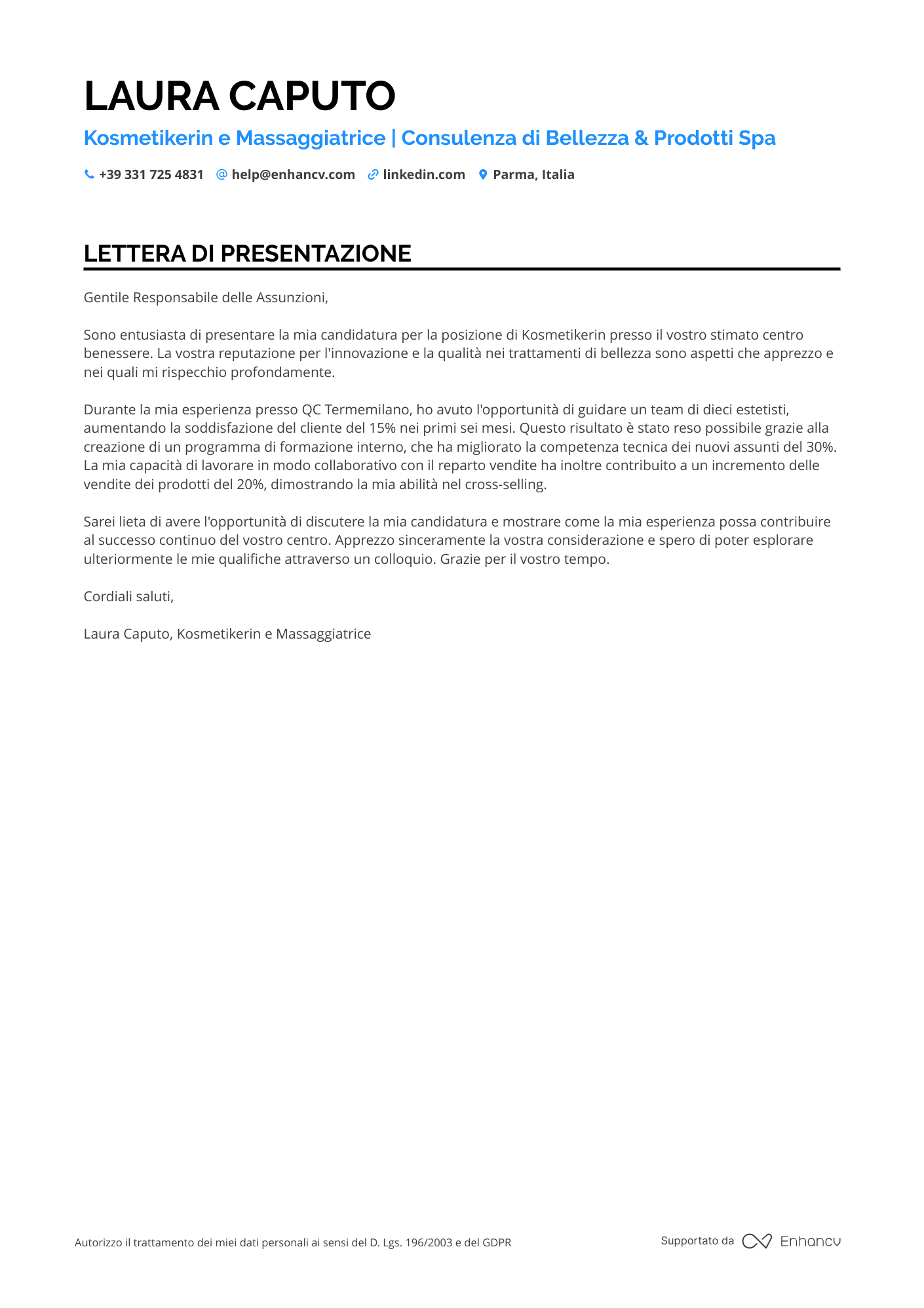 Massaggiatore Sportivo Resume Example