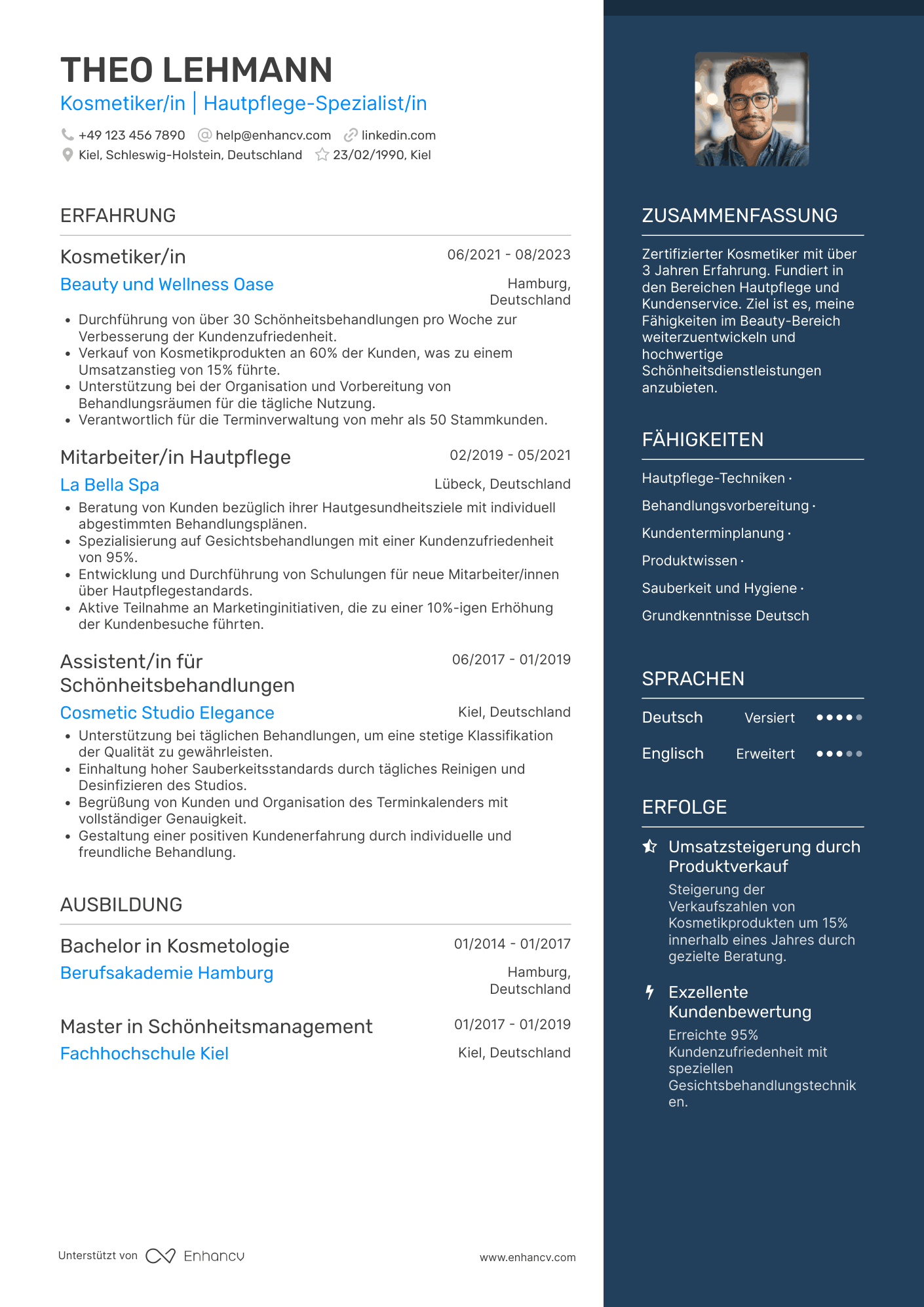 Lebenslauf als Anfänger Kosmetikerin Resume Example