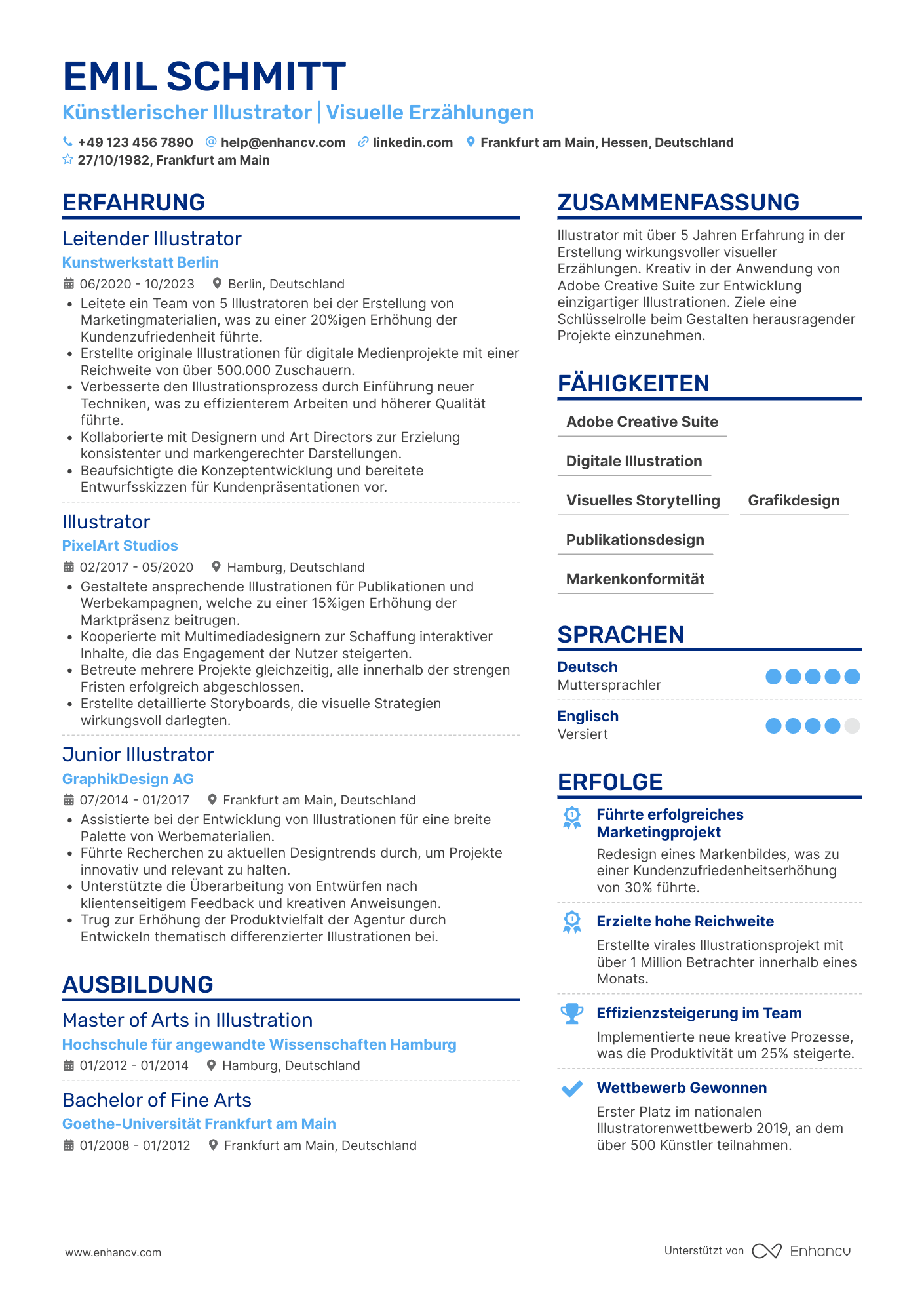 Lebenslauf in Künstlerischer Illustrator Resume Example