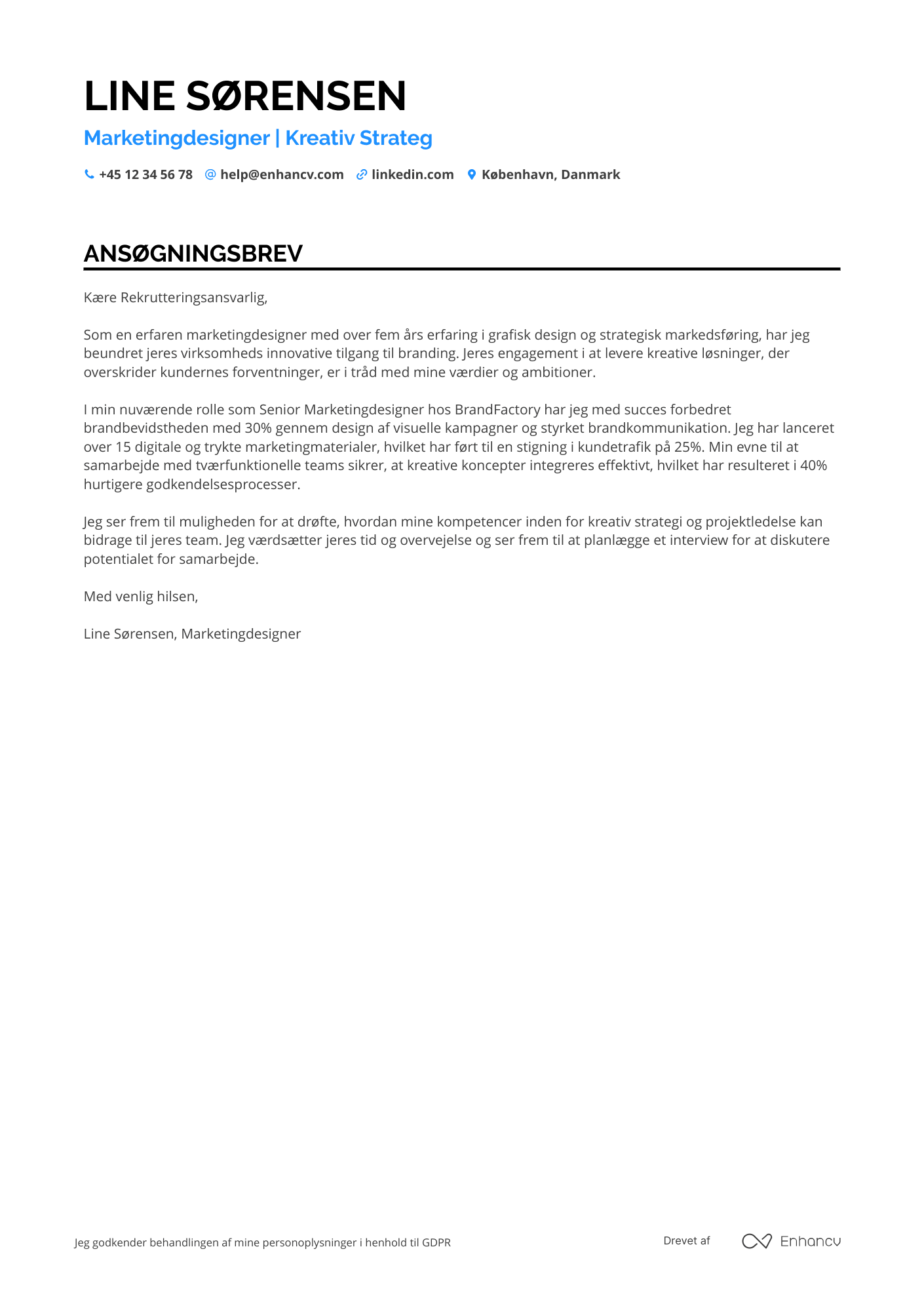Ansøgningsbrev til Marketingdesigner Resume Example