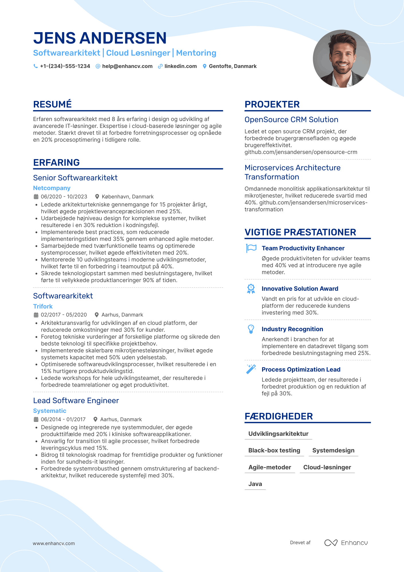CV til Softwarearkitekt Resume Example