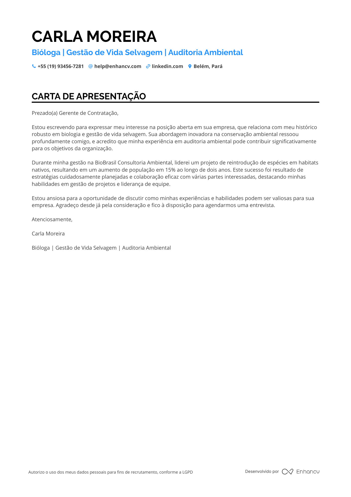 Biólogo de Campo Resume Example