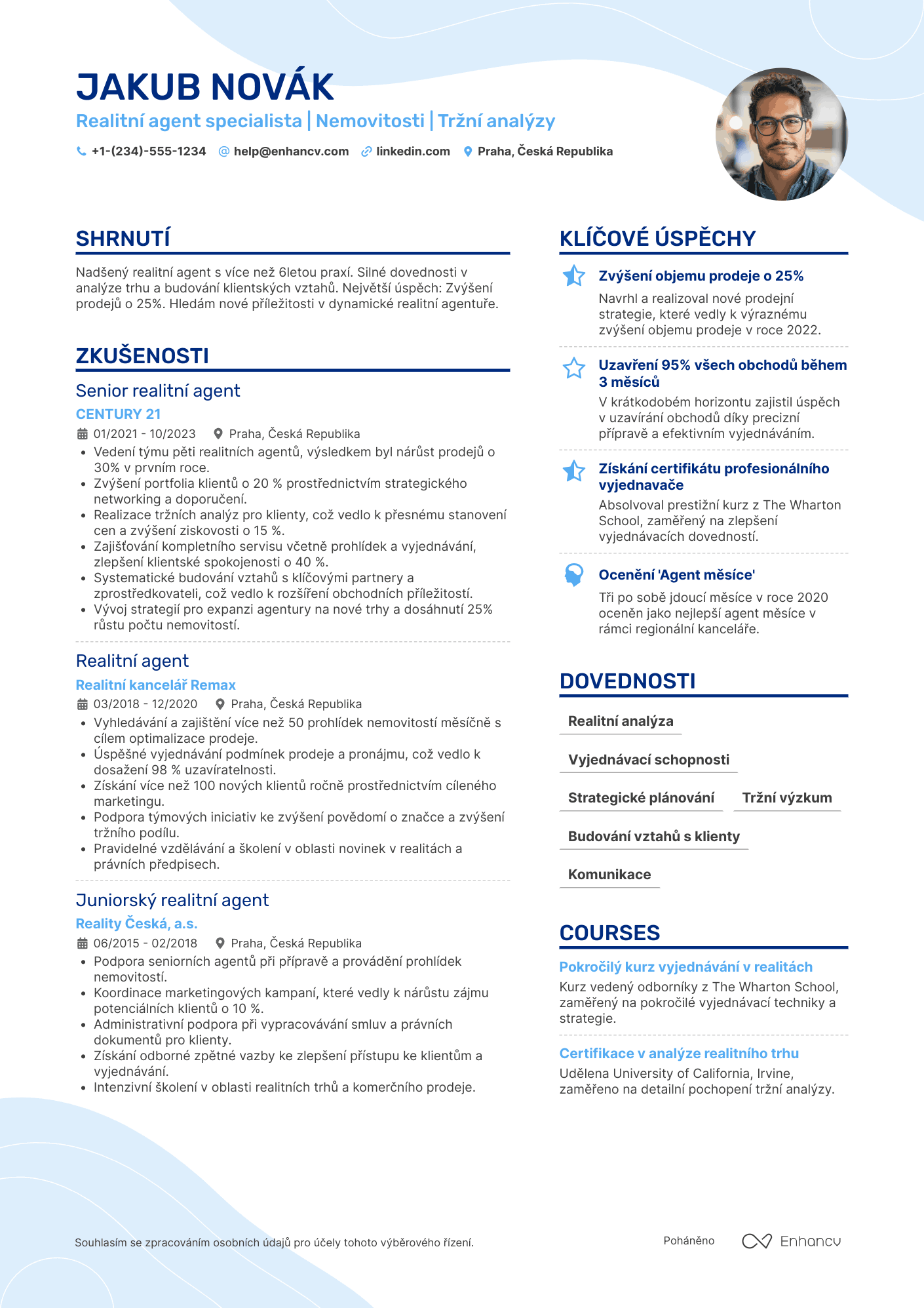 Životopis pro Realitní agent specialista Resume Example
