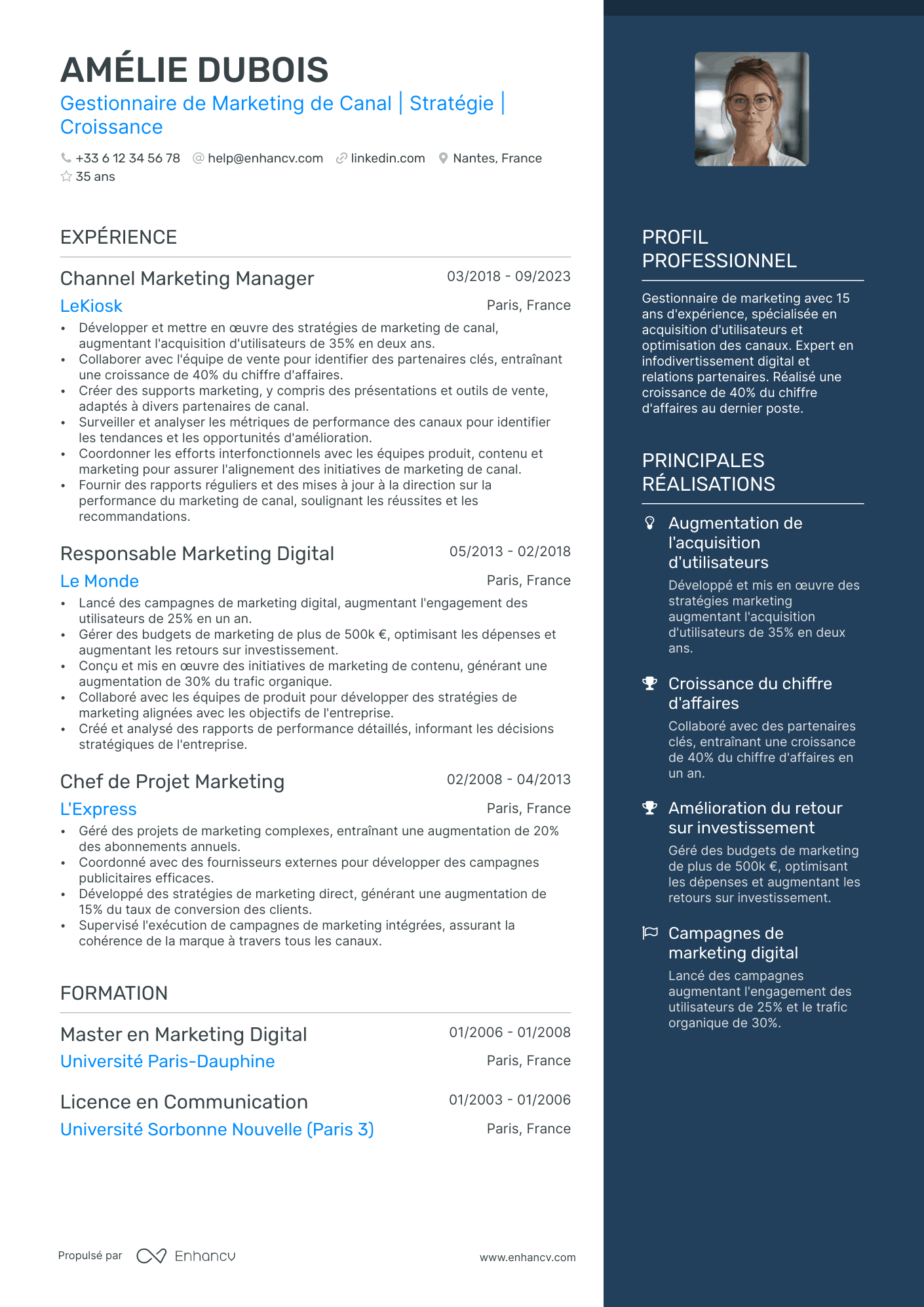 Responsable Marketing Senior Resume Example