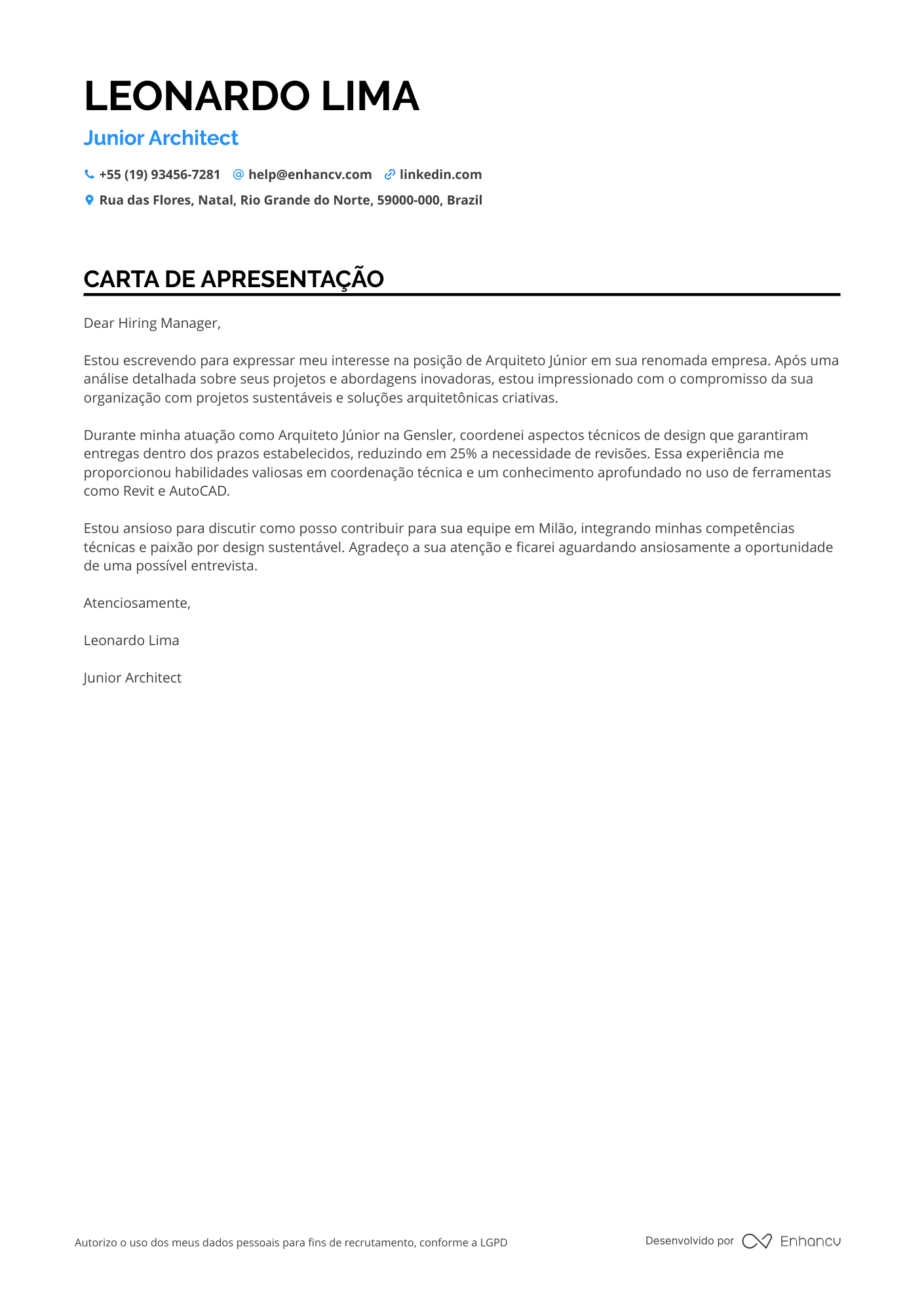 Ilustrador de Arquitetura Resume Example