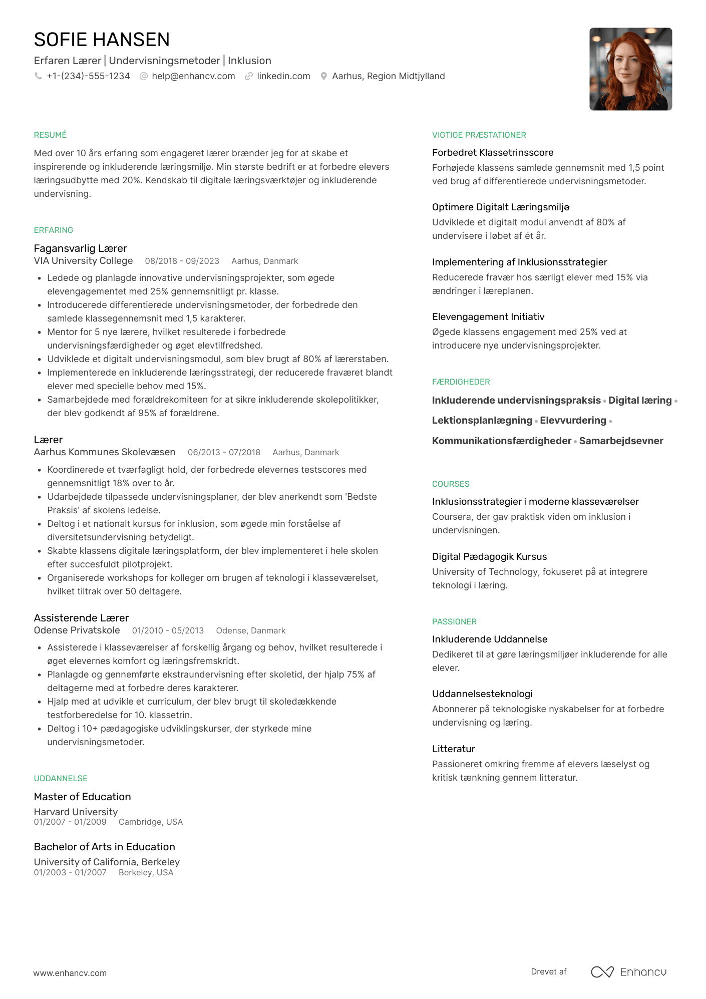CV til Erfaren Lærer Resume Example