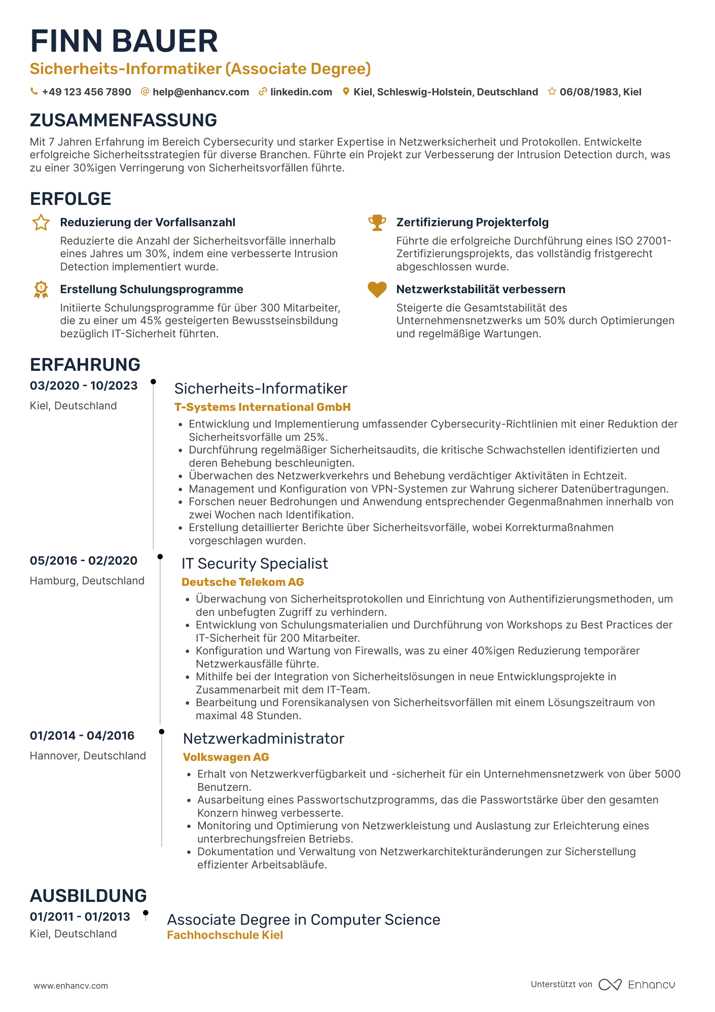 Lebenslauf als Sicherheits Informatiker Resume Example