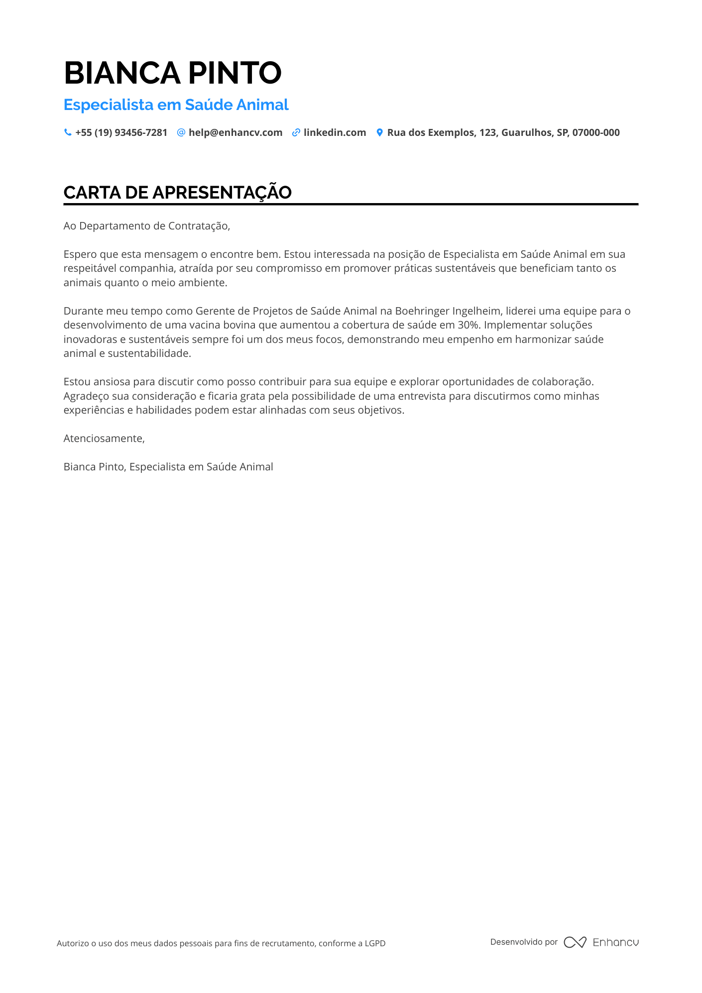 Marketing Digital Meio período Resume Example