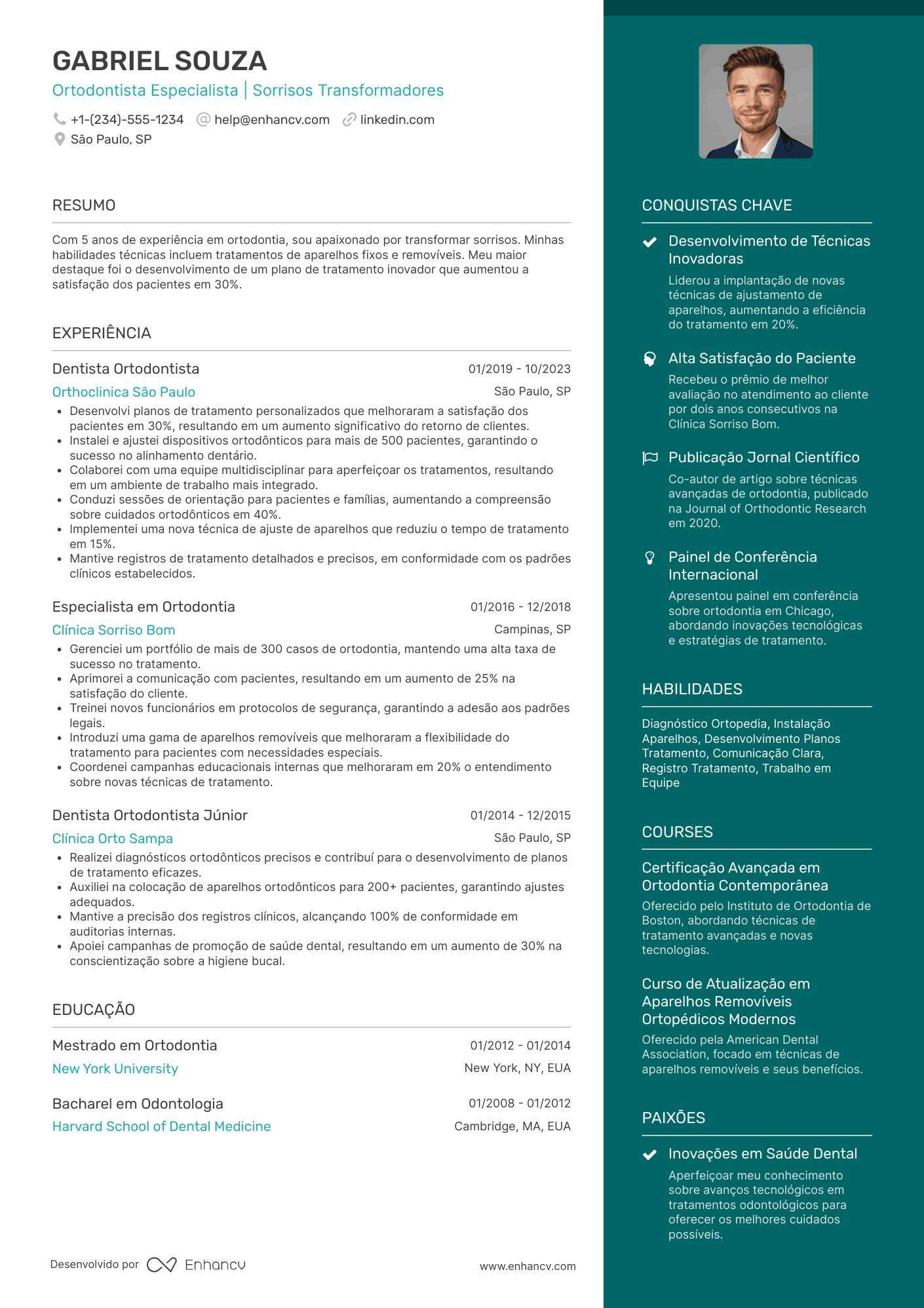 Currículo dentista ortodontista Resume Example