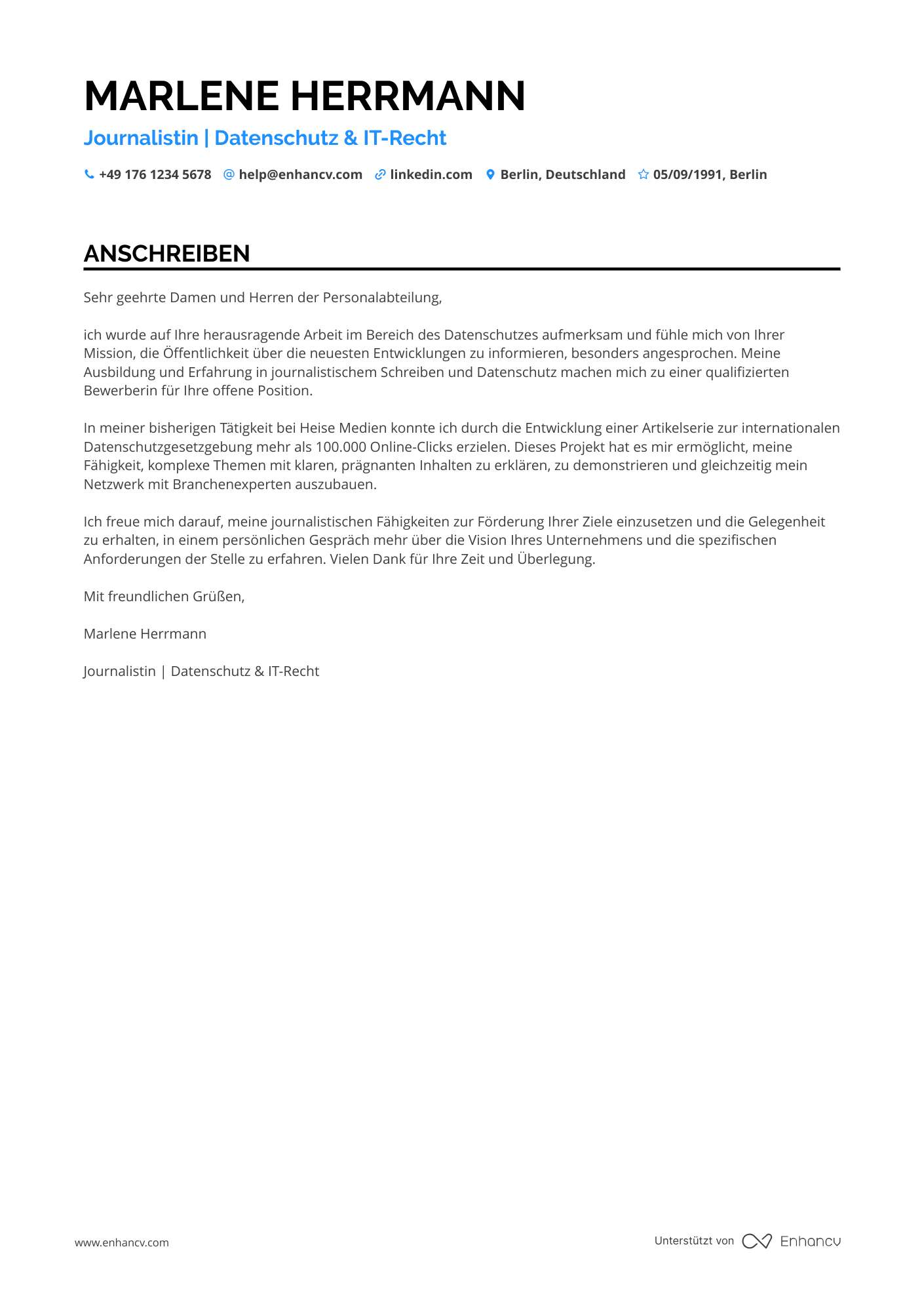 Datenschutzjournalist Resume Example