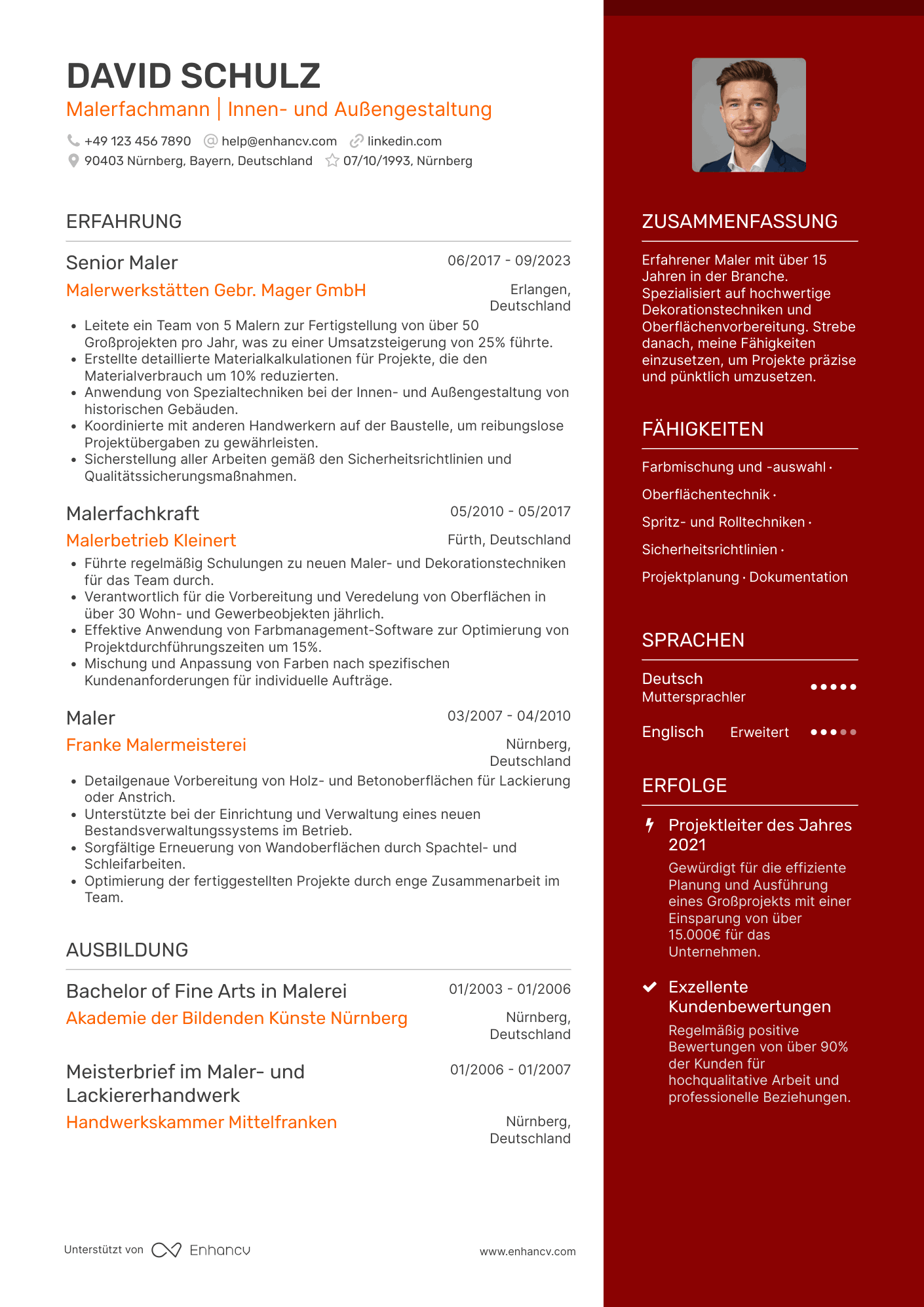 Lebenslauf als Malerei Handwerker Resume Example