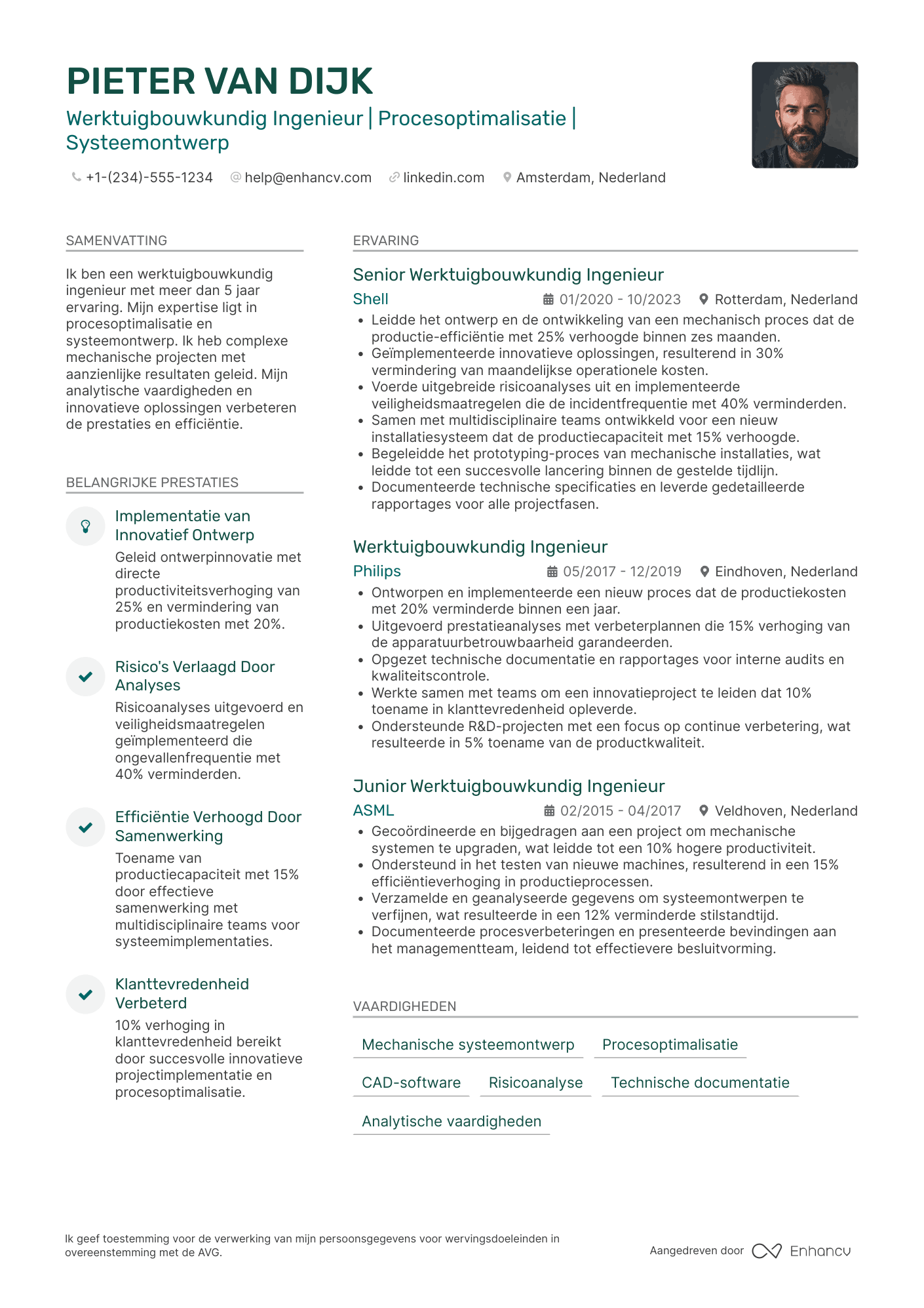 CV voor Werktuigbouwkundig Ingenieur Process Engineering Resume Example