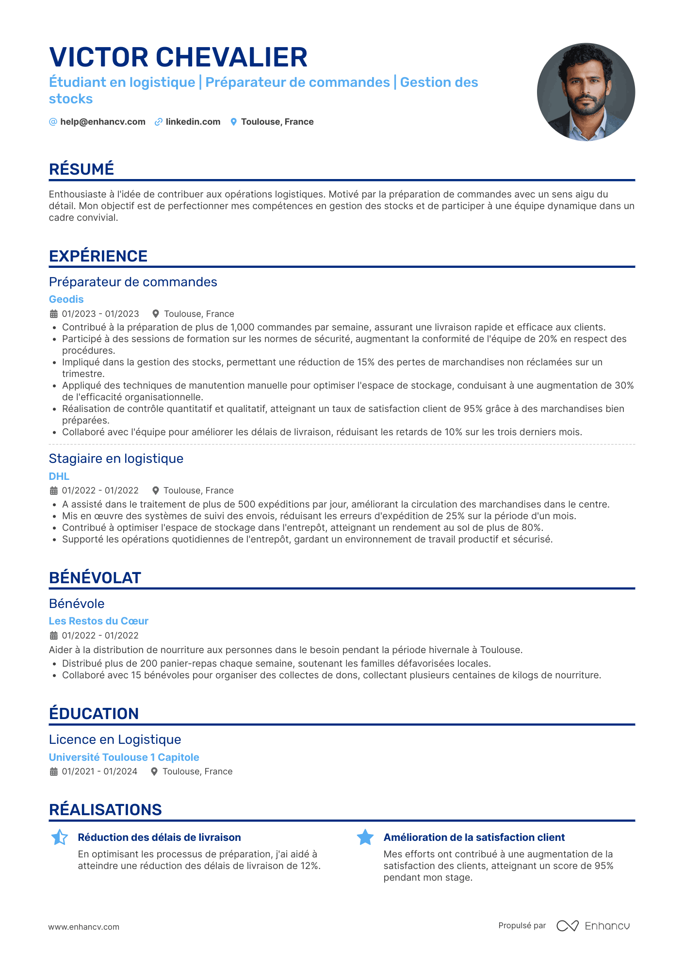 Etudiant en supermarché Resume Example