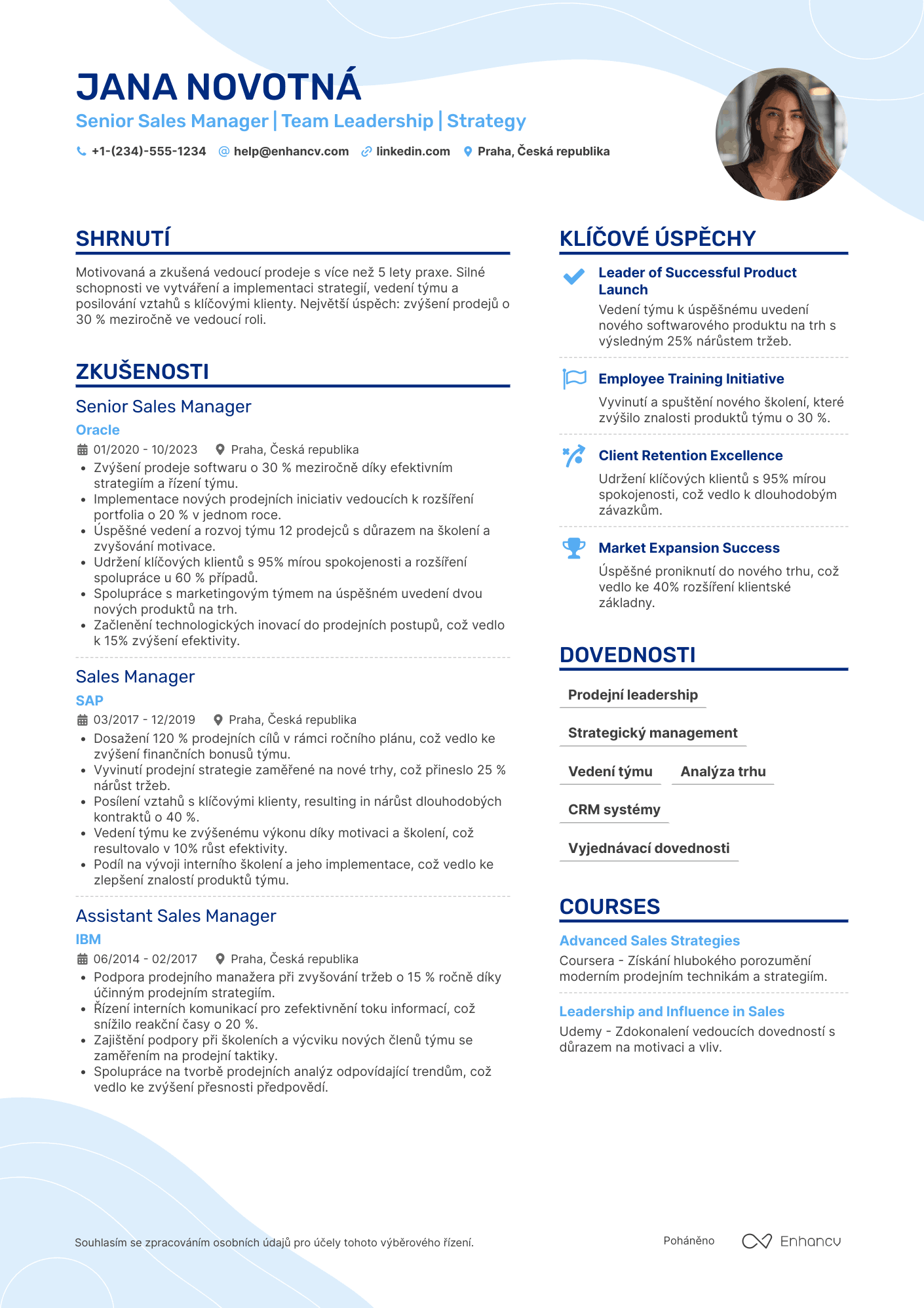 Životopis pro Manažer prodeje Resume Example