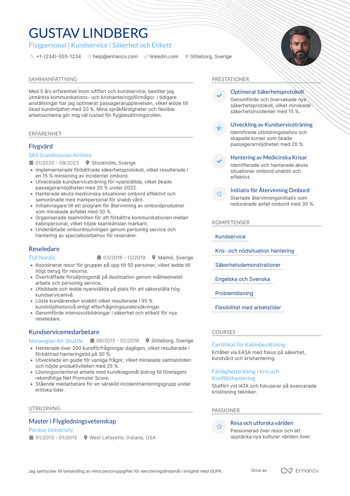 CV för Inrikes Flygvärdinna Resume Example