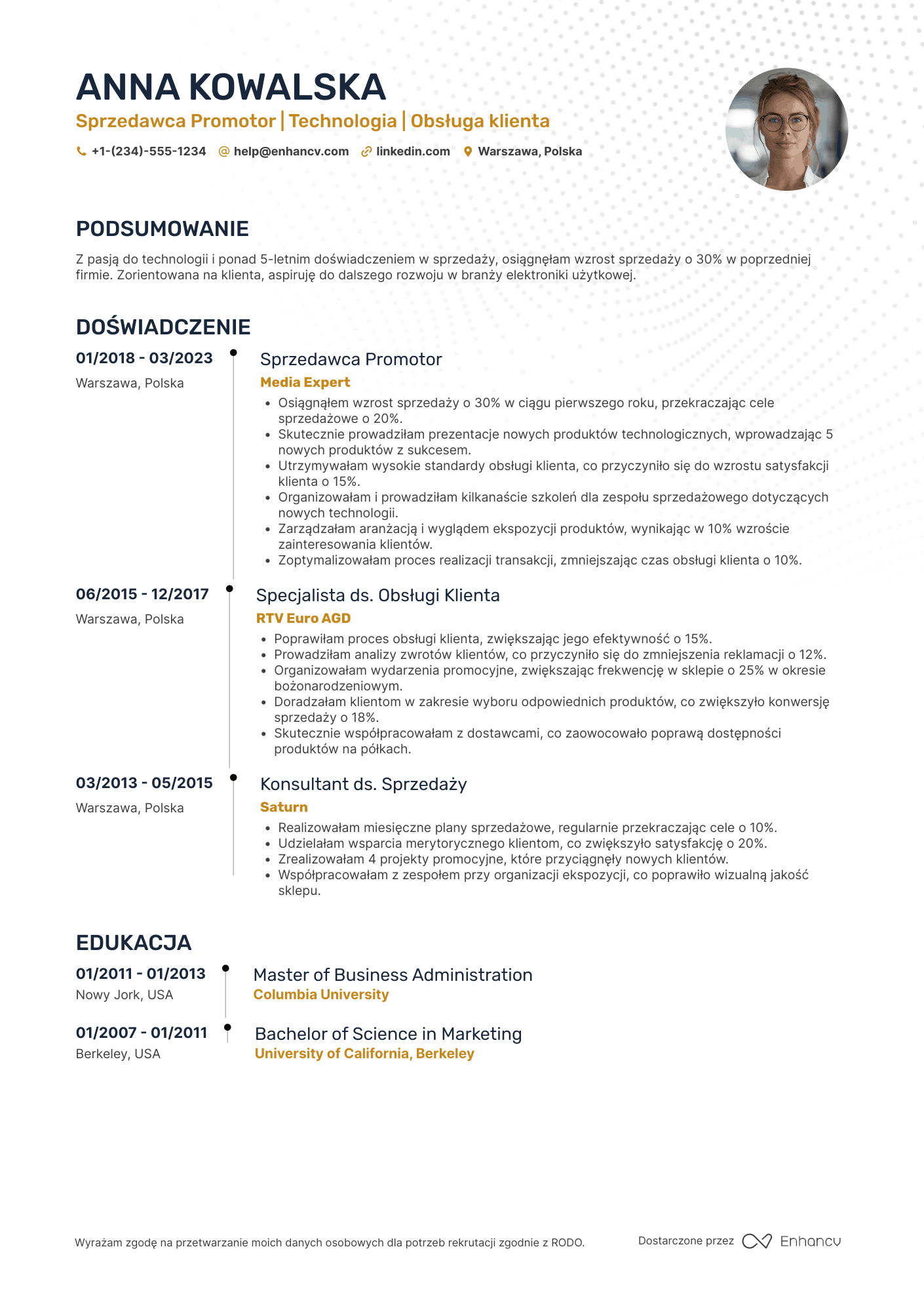 CV dla Sprzedawca Promotor Resume Example