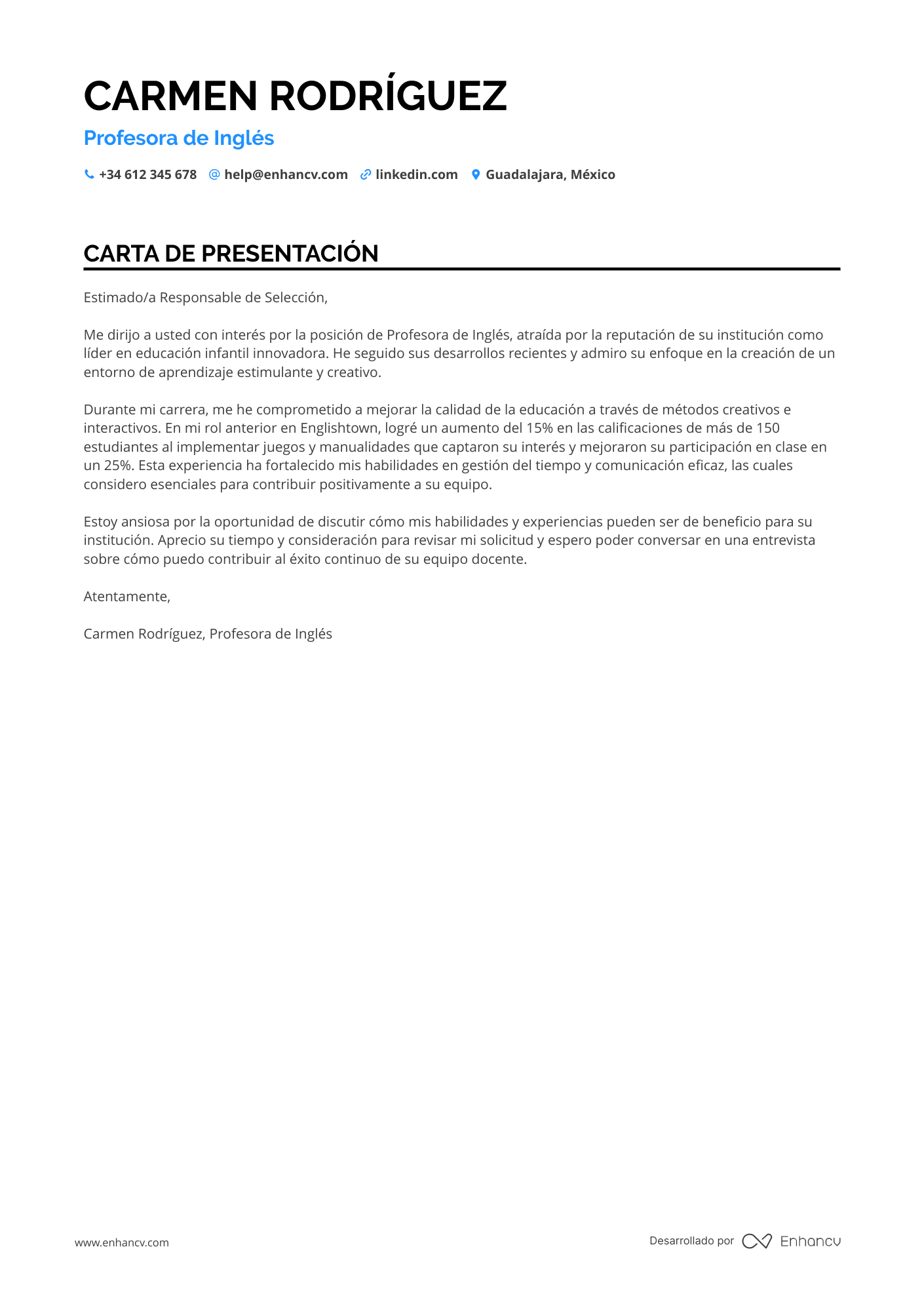 Maestro Sustituto Resume Example