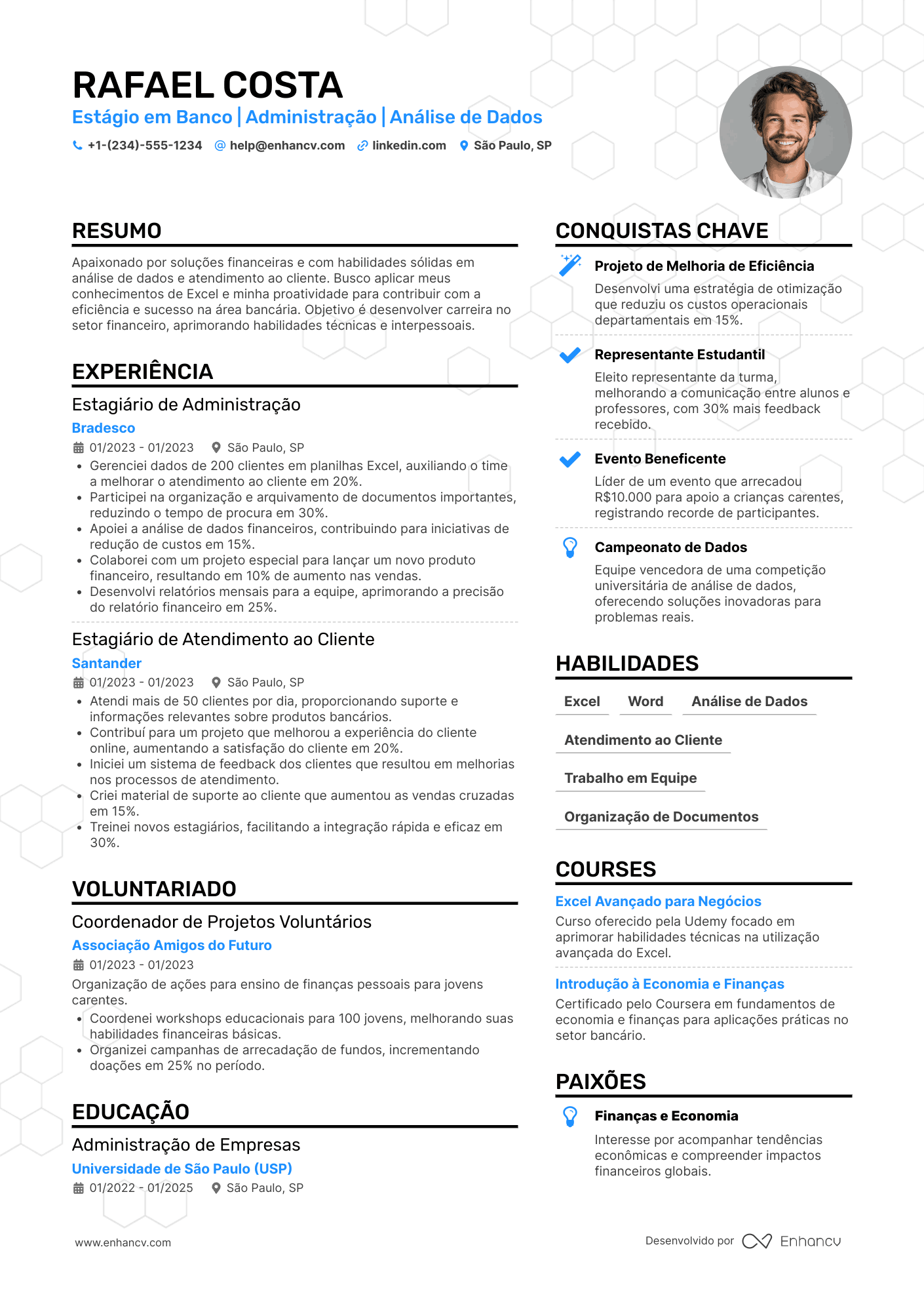 Estágio em banco Resume Example