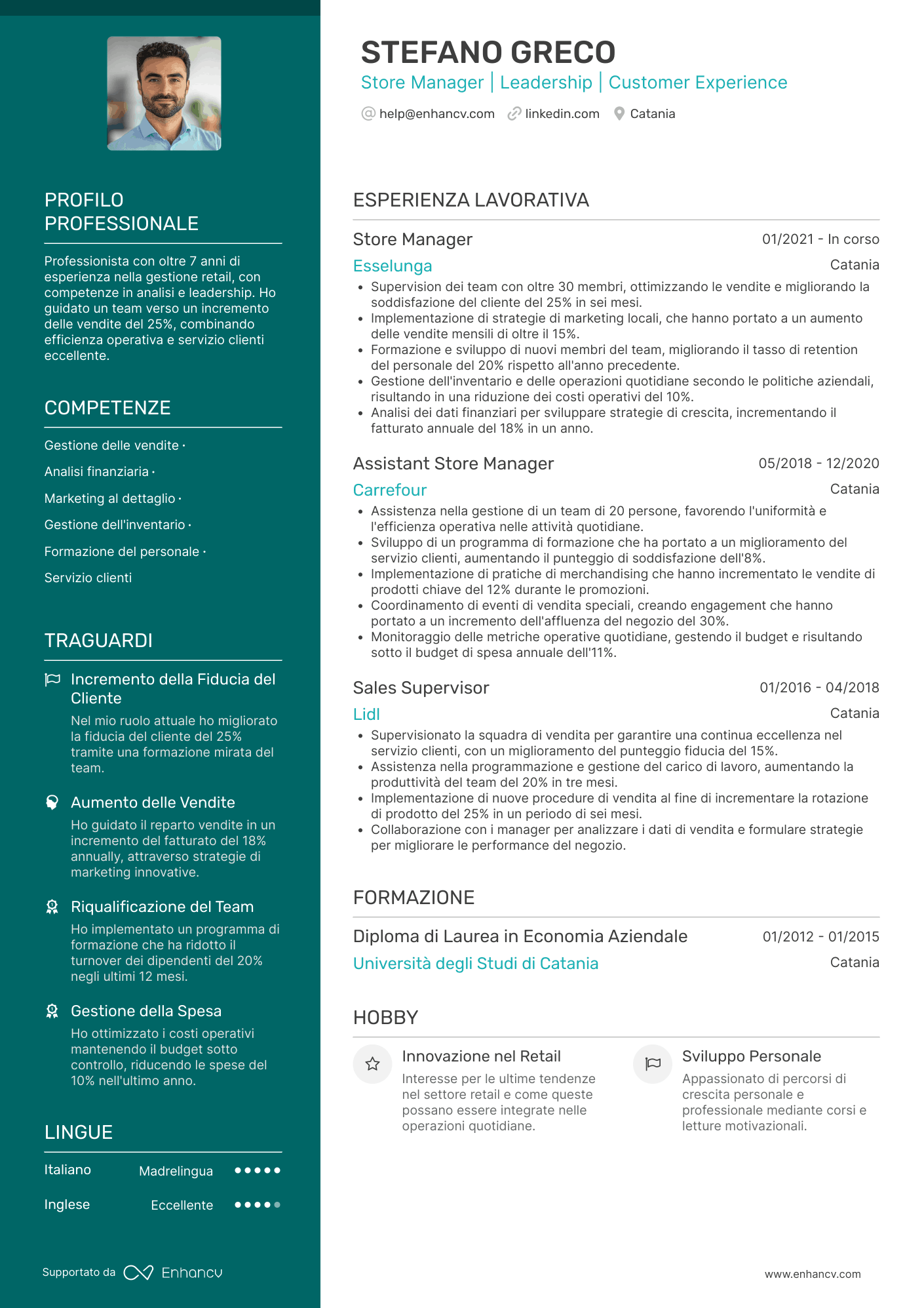 Store Manager Resume Example