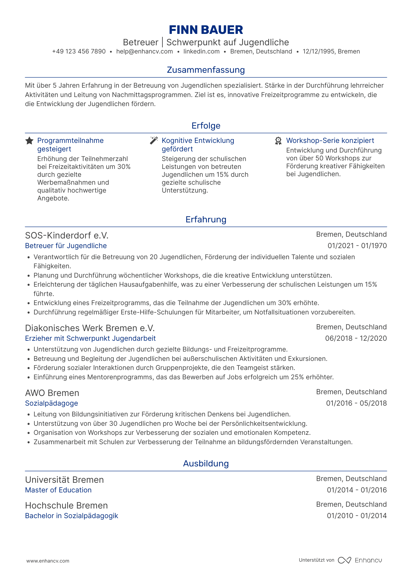Lebenslauf als Babysitter für Jugendliche Resume Example