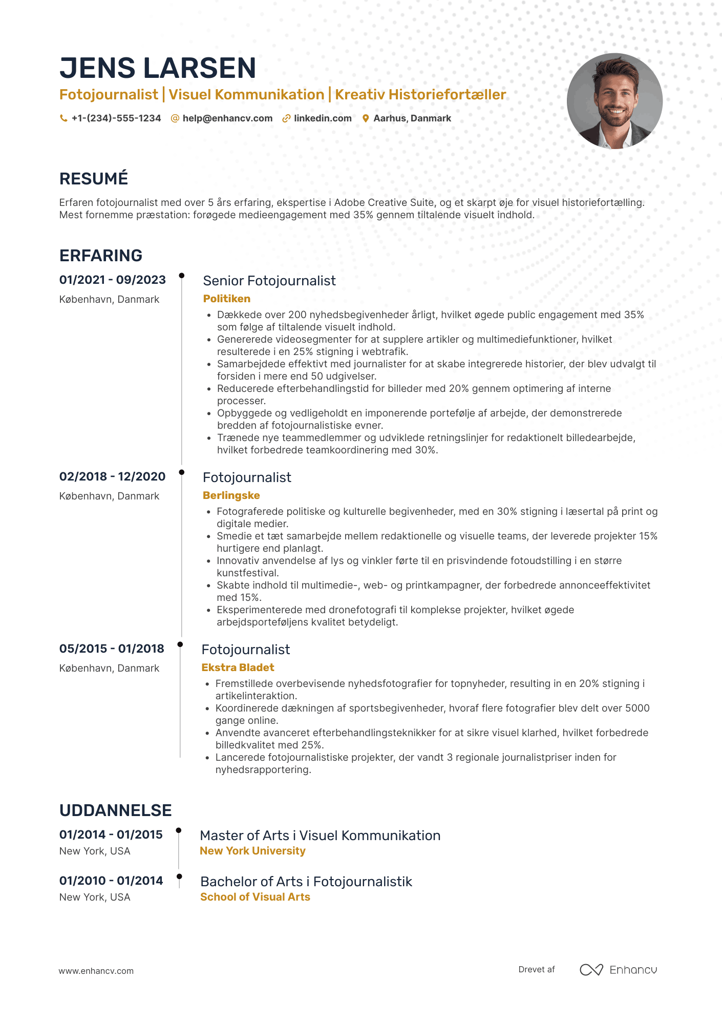 CV til Fotojournalist Resume Example