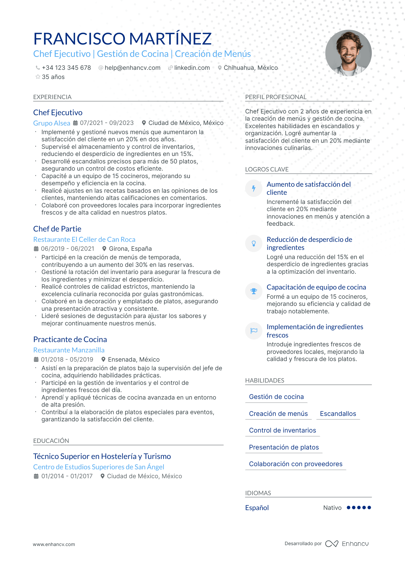 Chef Junior Resume Example