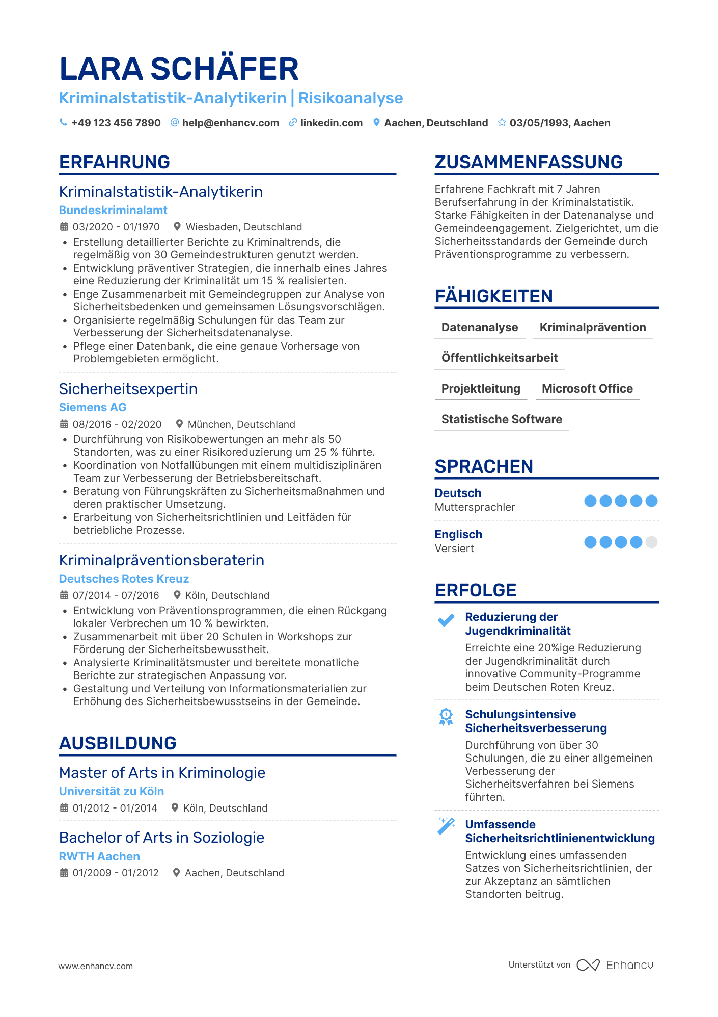 Lebenslauf als Polizei Präventionsberater Resume Example