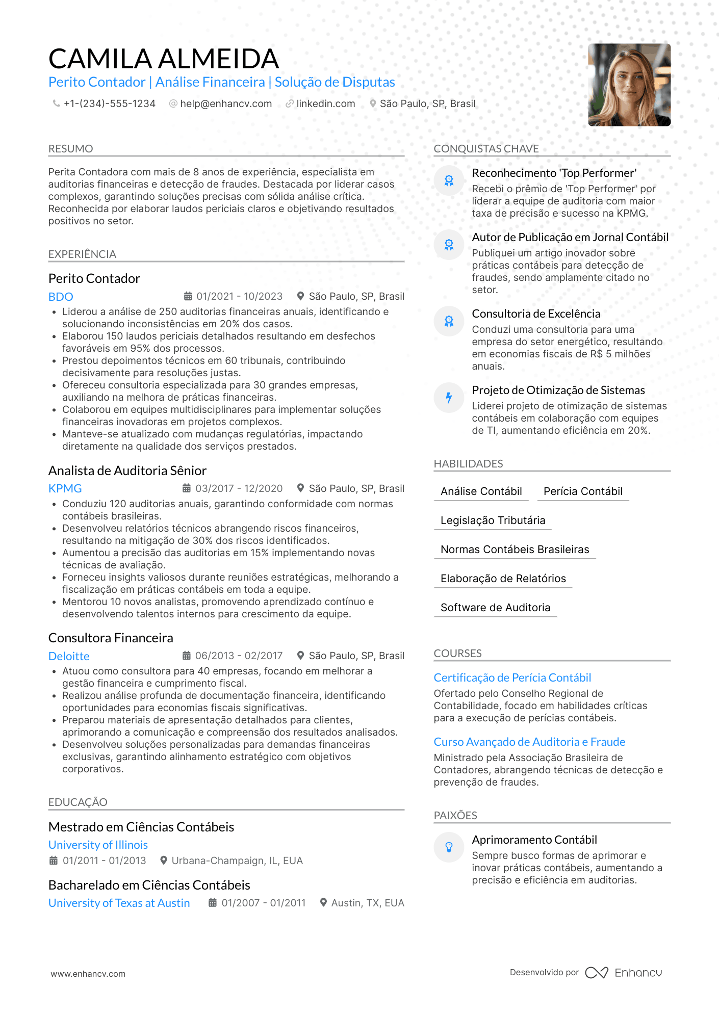 Currículo de perito contador Resume Example