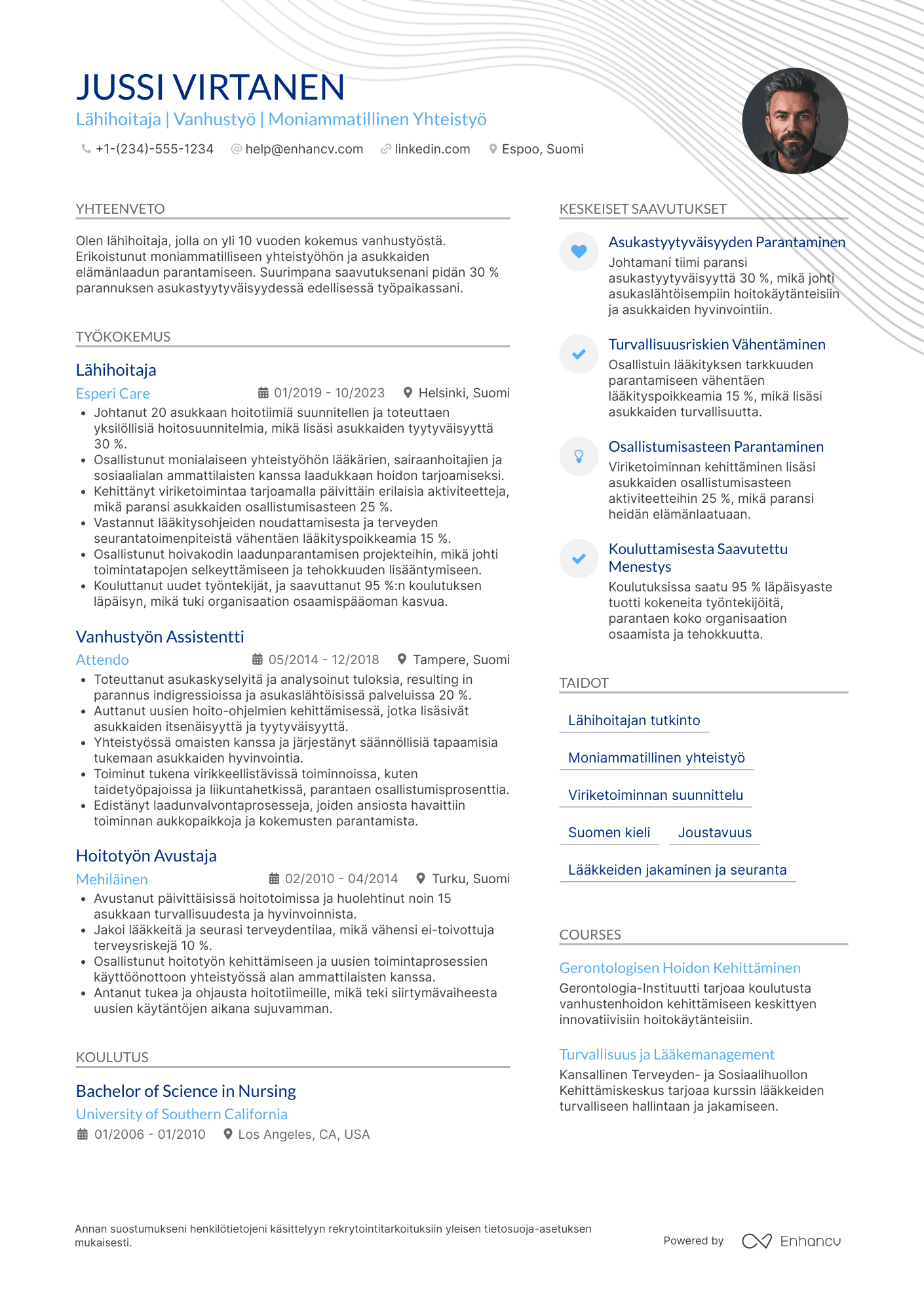 Ansioluettelo Lähihoitaja vanhainkodissa Resume Example