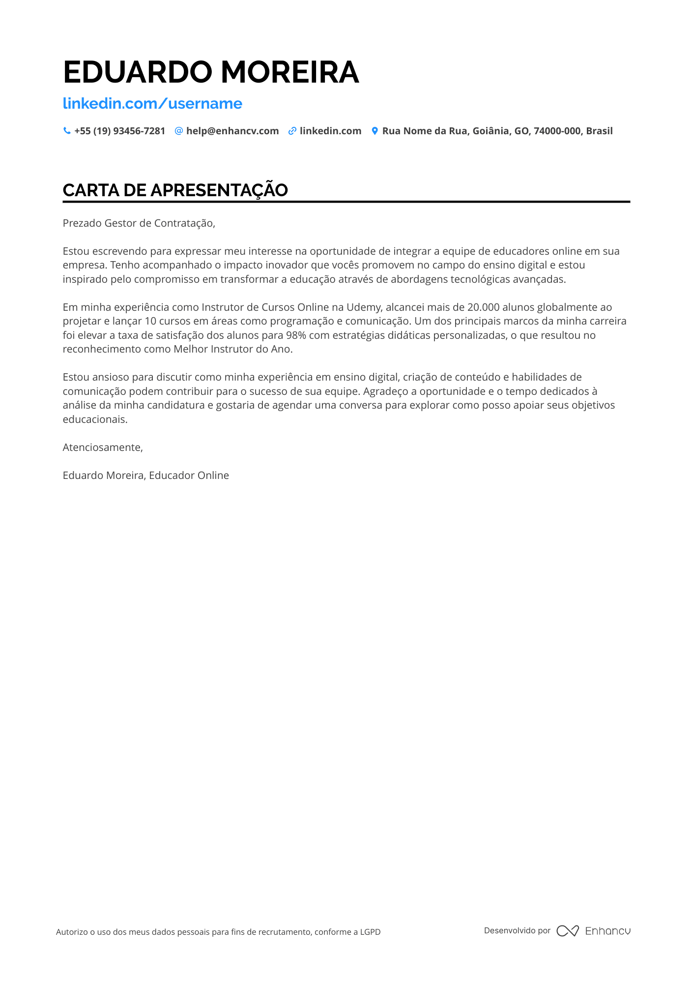 Professor de Inglês para Viagens Resume Example