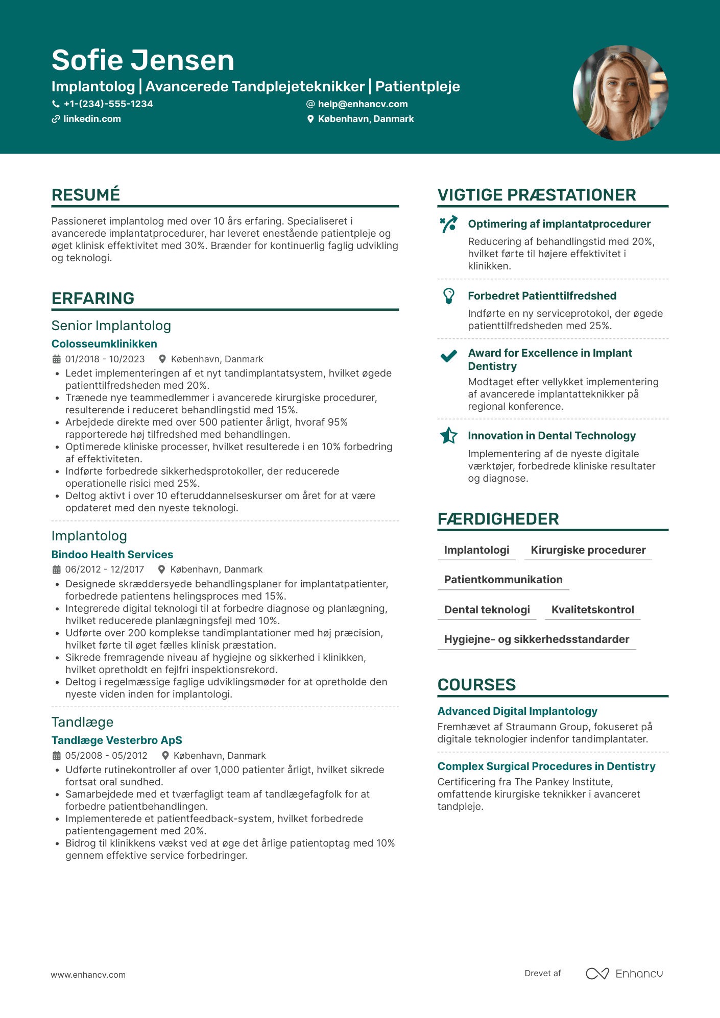 CV til Implantolog Resume Example