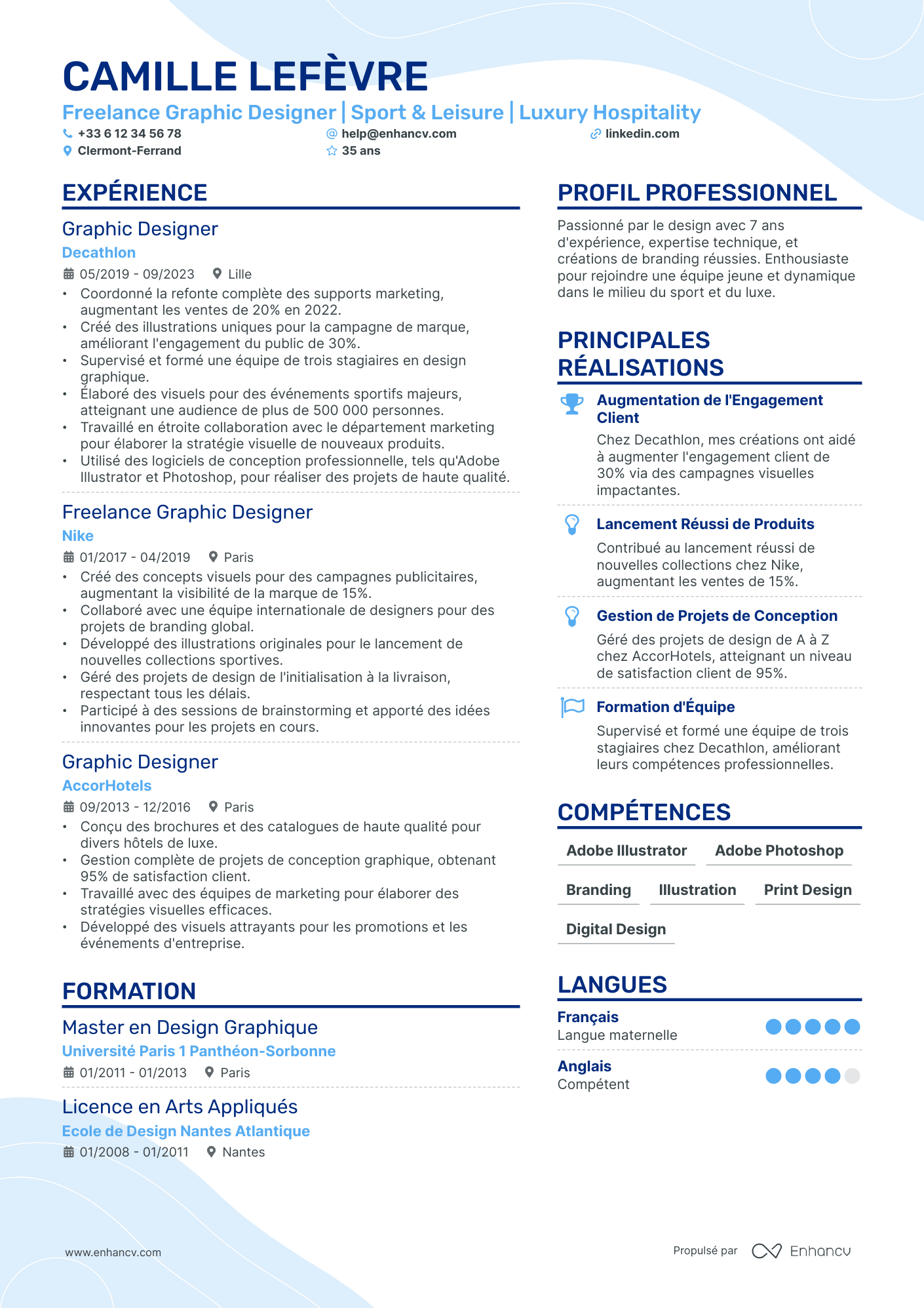 Graphiste Freelance Resume Example