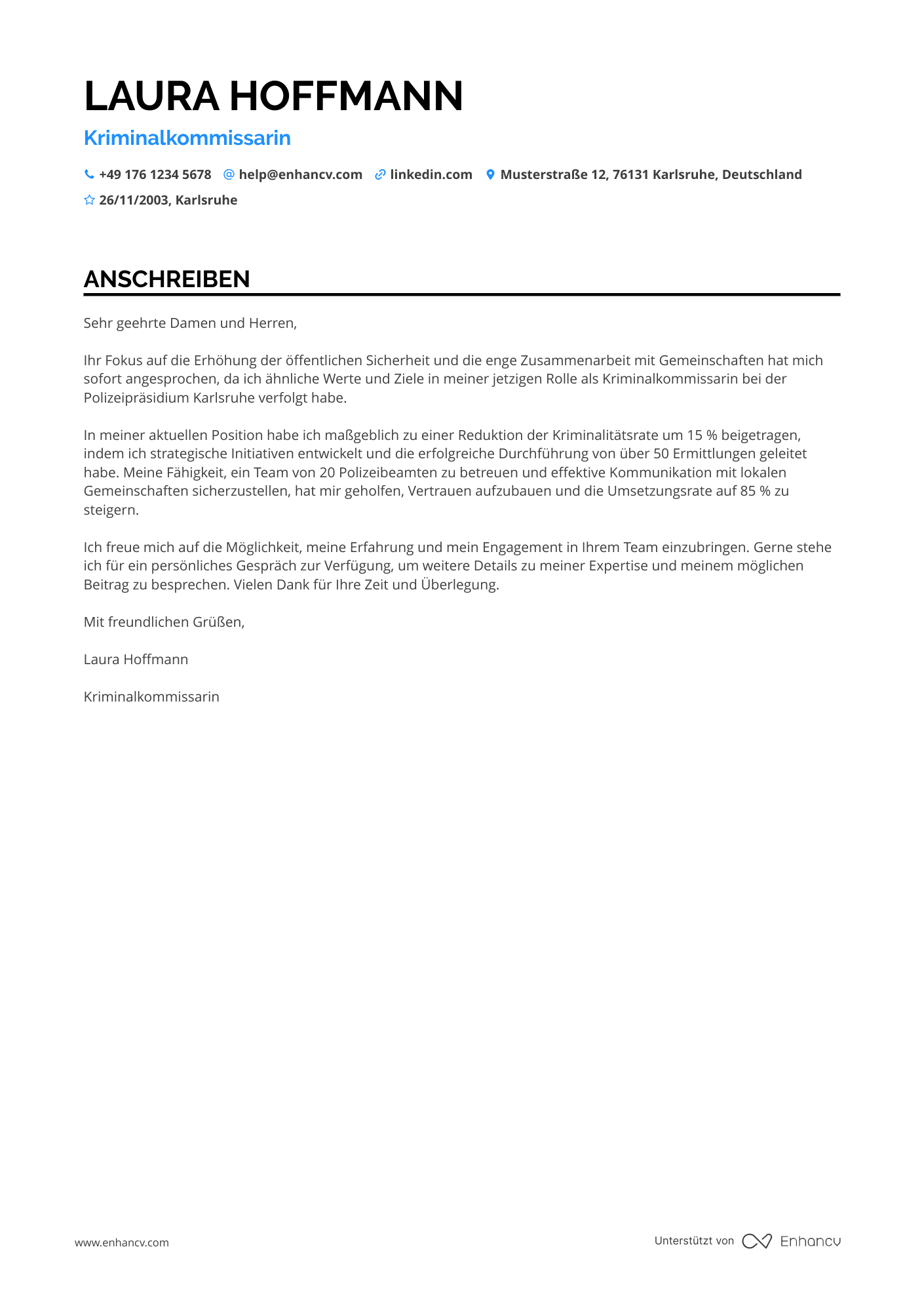 Polizei Inspektor Resume Example
