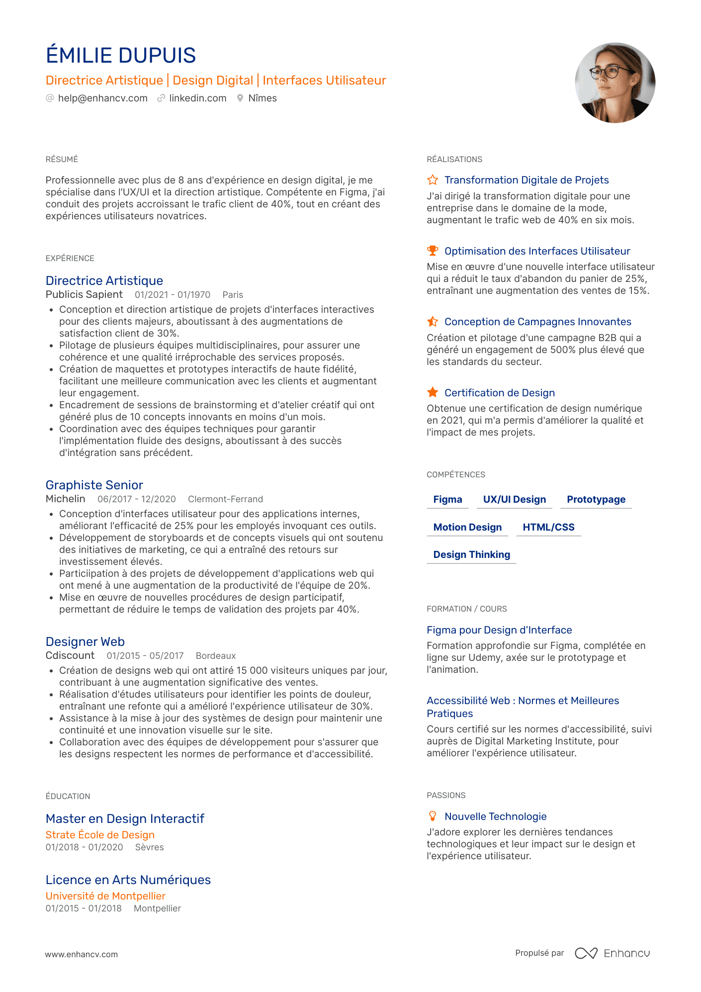 Directeur artistique digital Resume Example