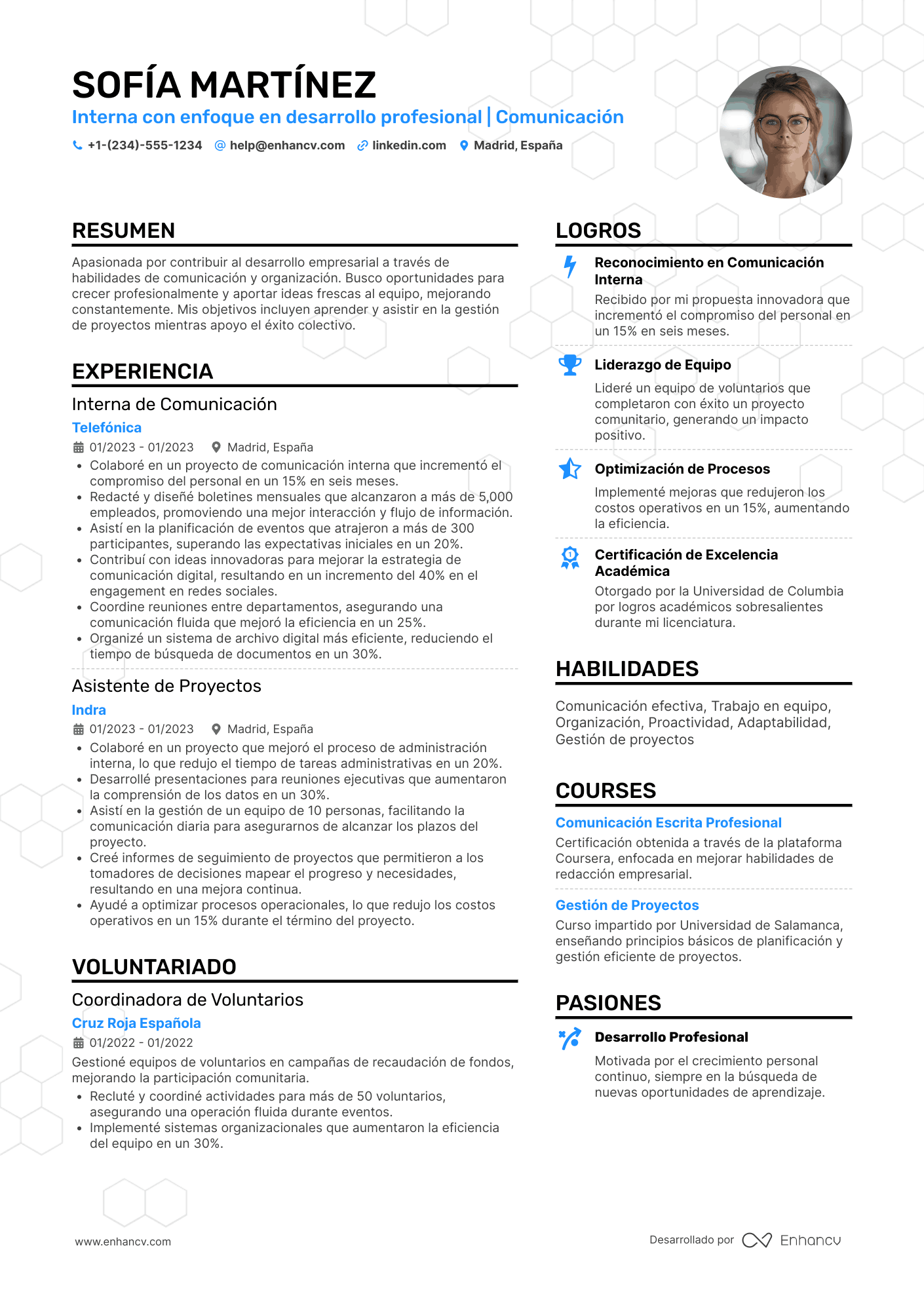 Currículum sin experiencia laboral ni estudios Resume Example
