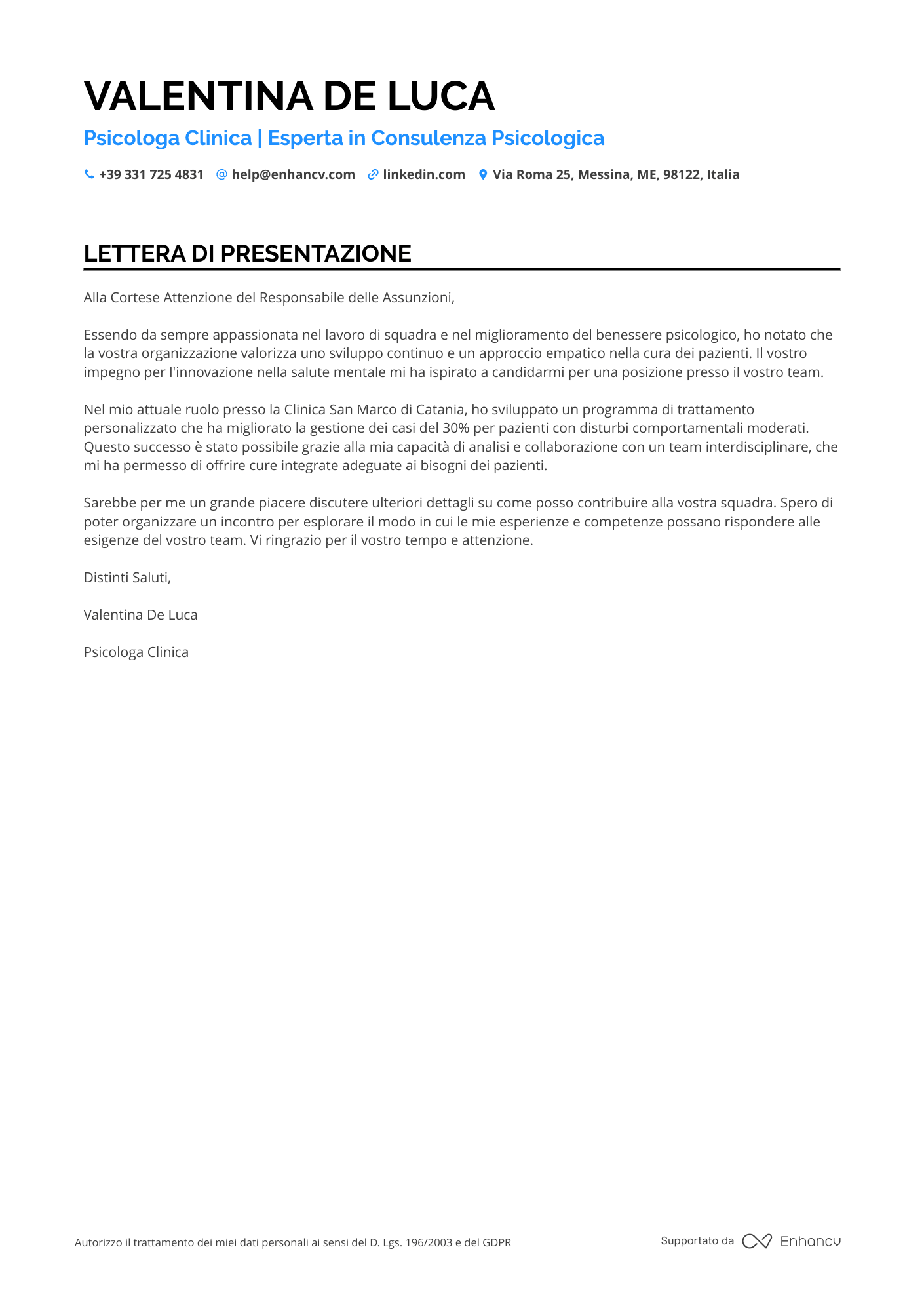 Psicologo Sociale Resume Example