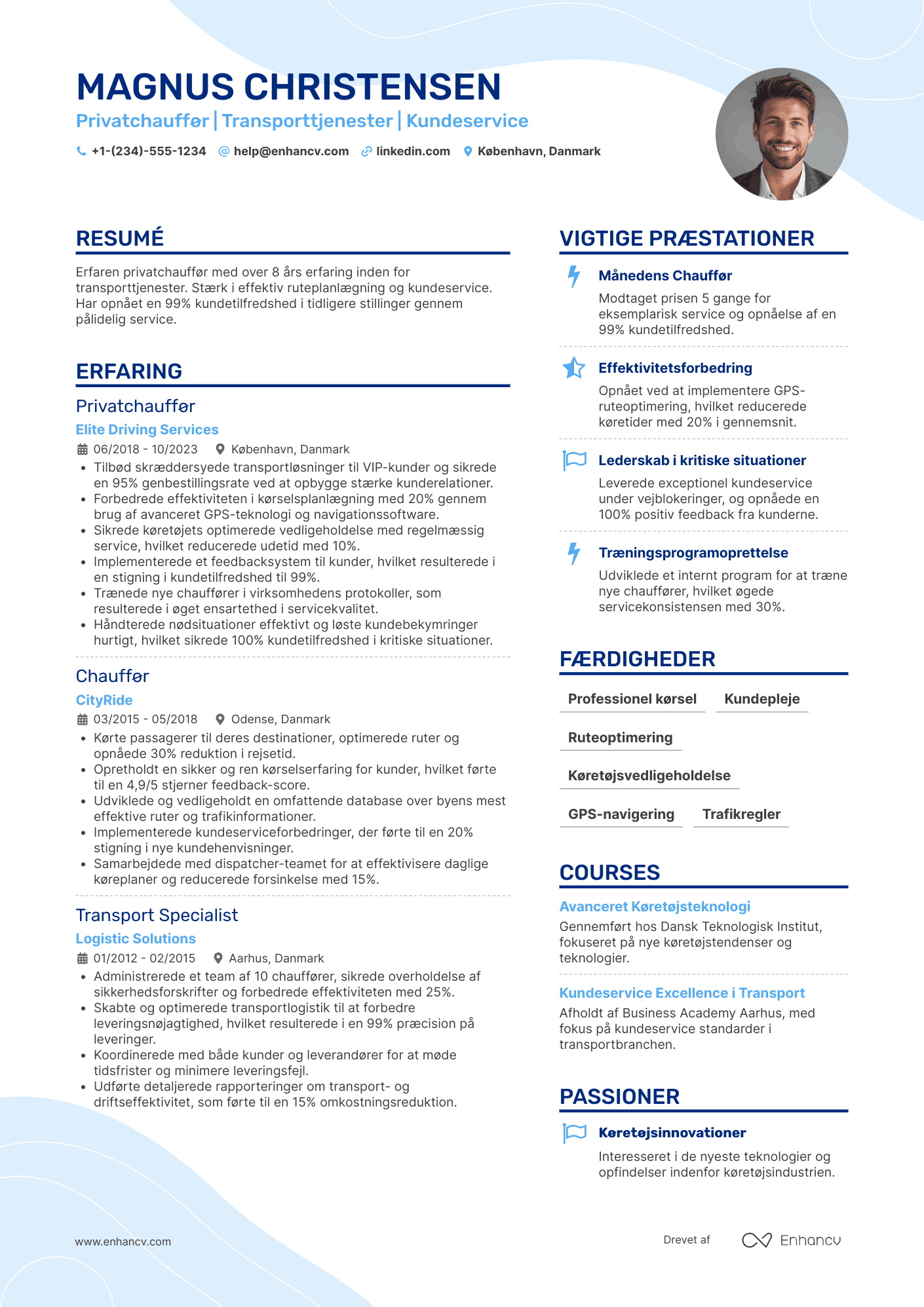 CV til Privatchauffør Resume Example