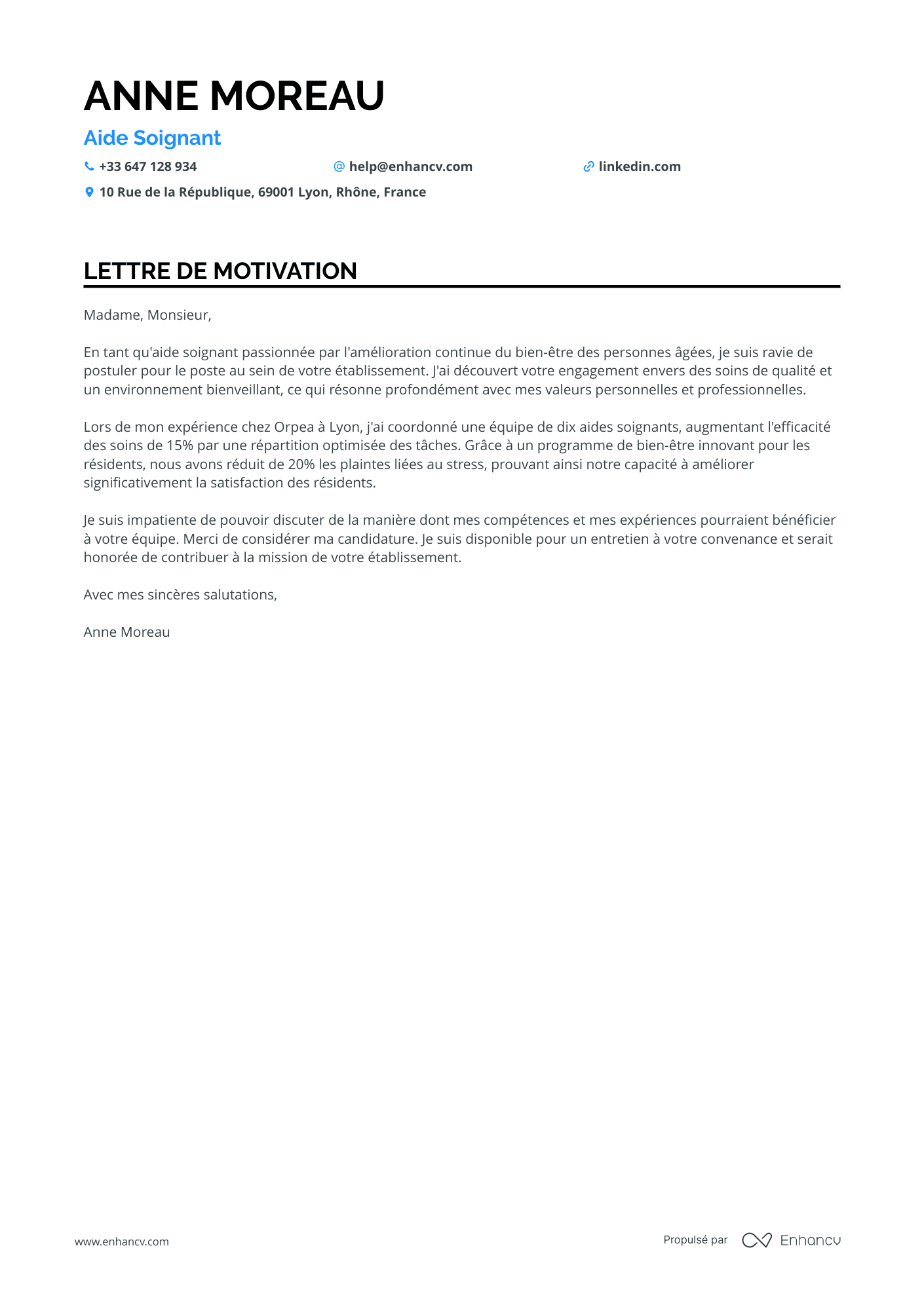 Aide Soignante Senior Resume Example