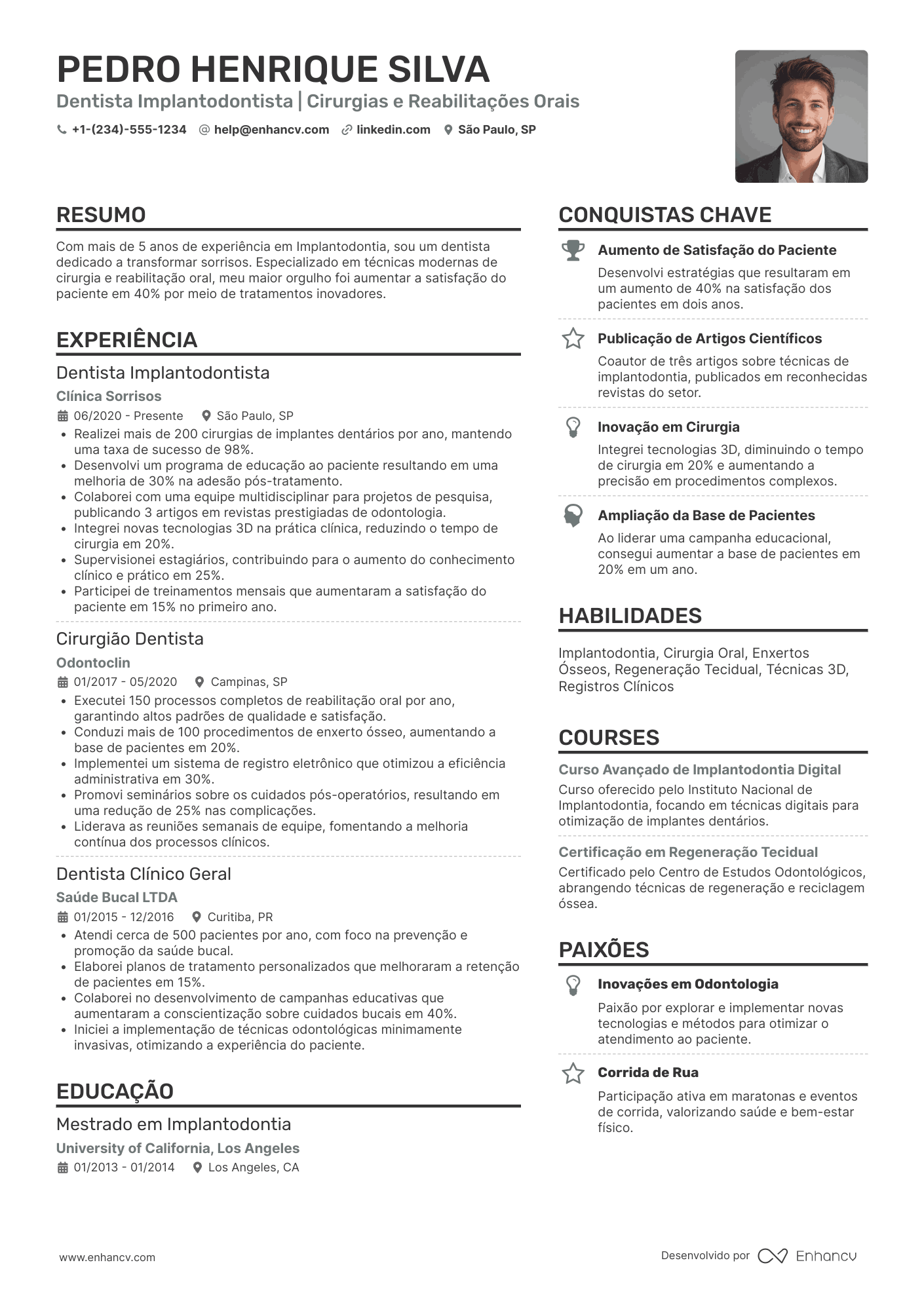 Currículo dentista implantodontista Resume Example