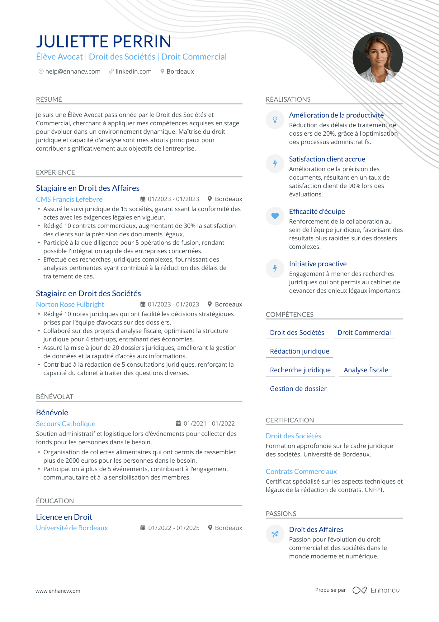 Elève avocat Resume Example