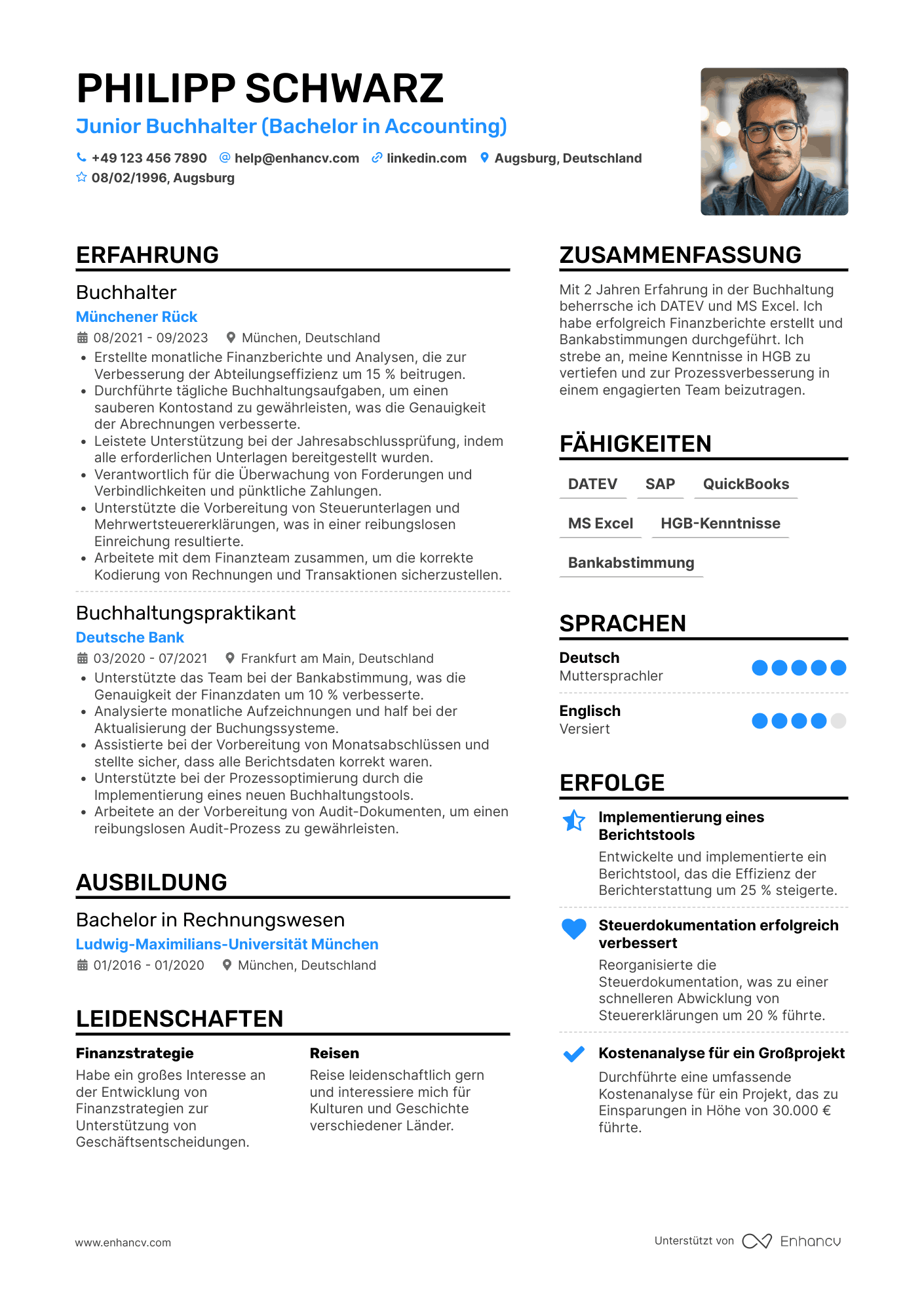 Lebenslauf als Junior Buchhalter Resume Example