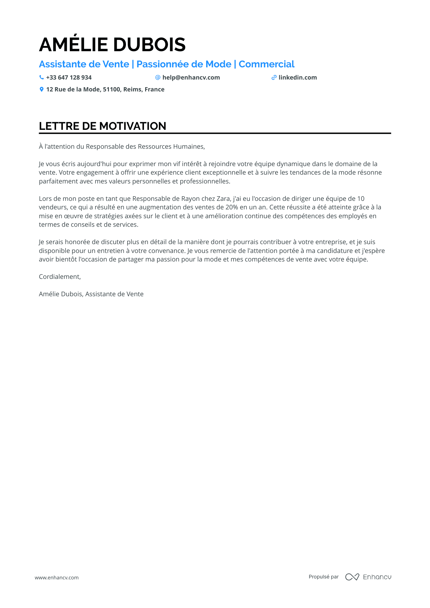 Vendeuse en épicerie fine Resume Example