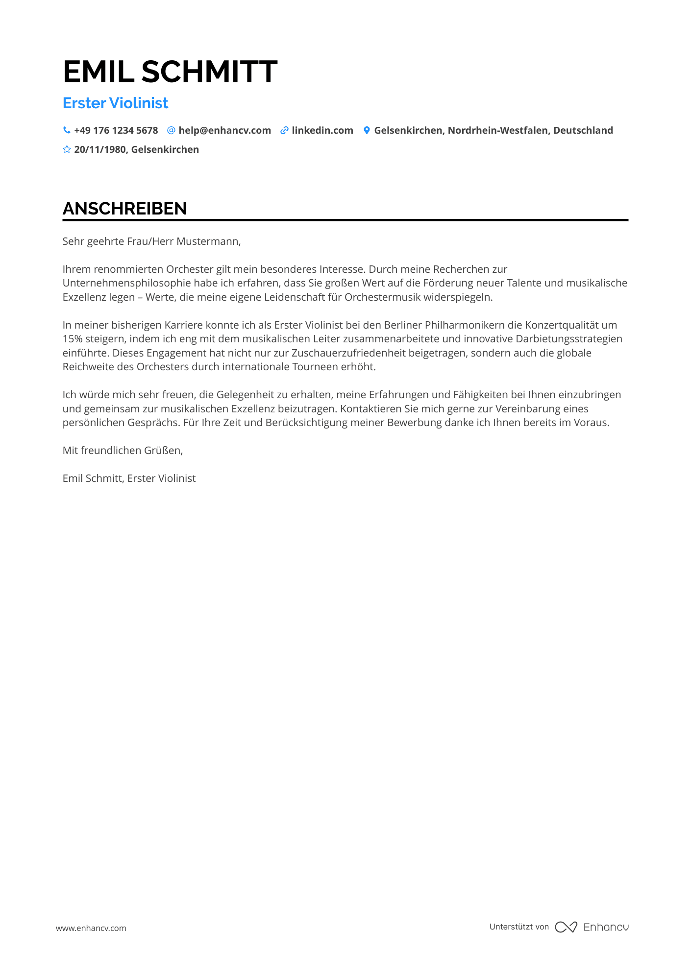 Meister Musiker Resume Example
