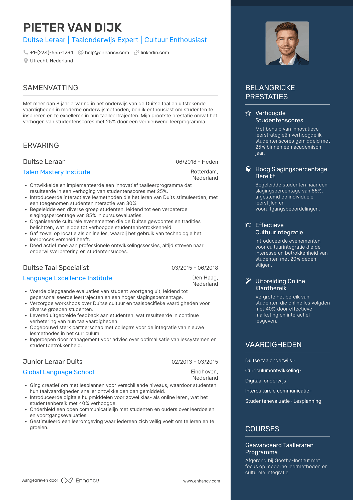 CV voor Leraar Duits Resume Example