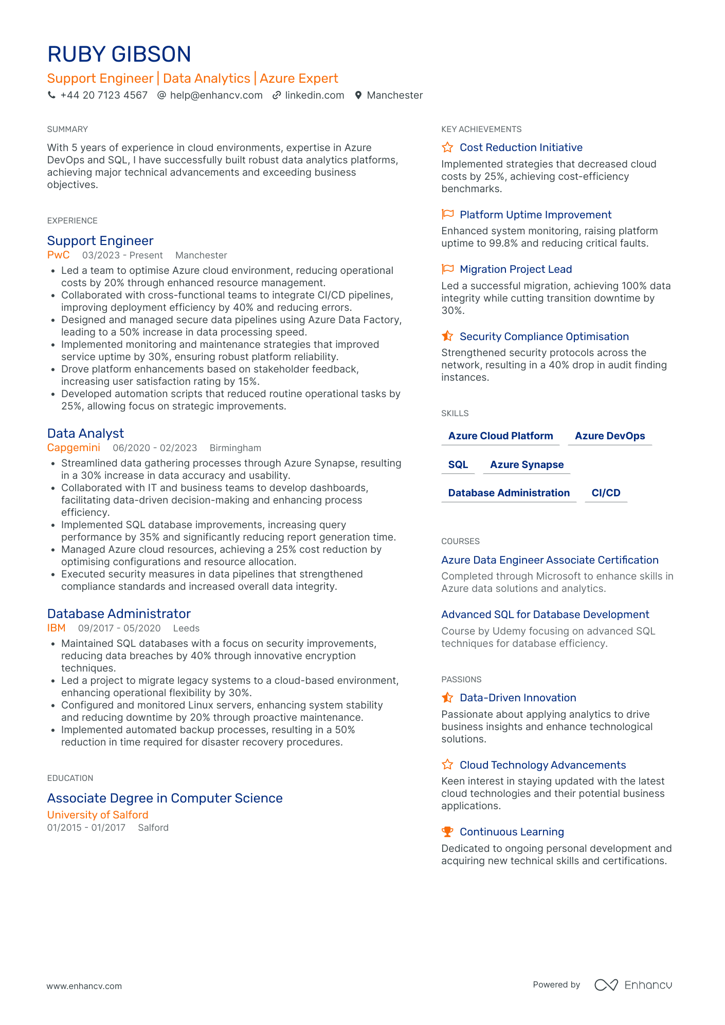 Devops Support Specialist Resume Example