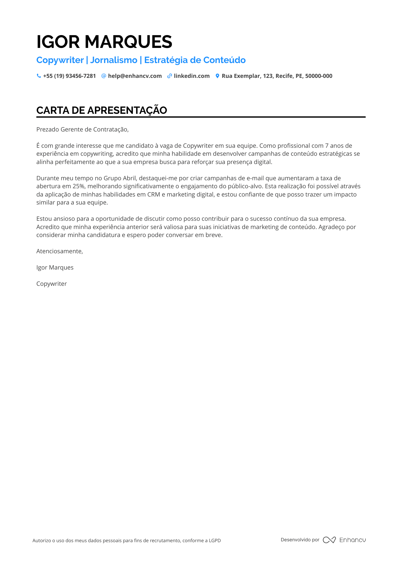 Jornalista de Televisão Resume Example