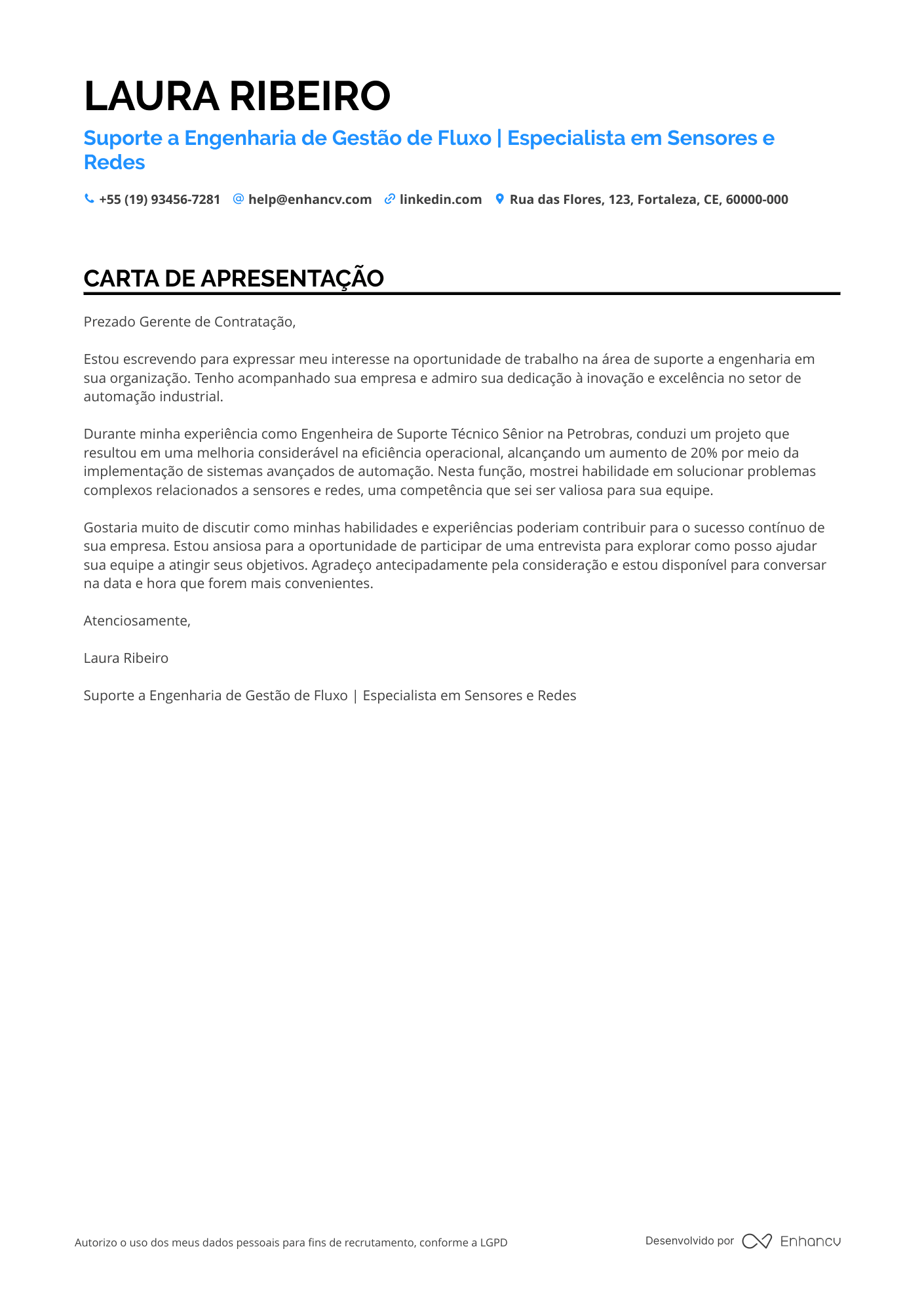 Programador de Redes de Computadores Resume Example