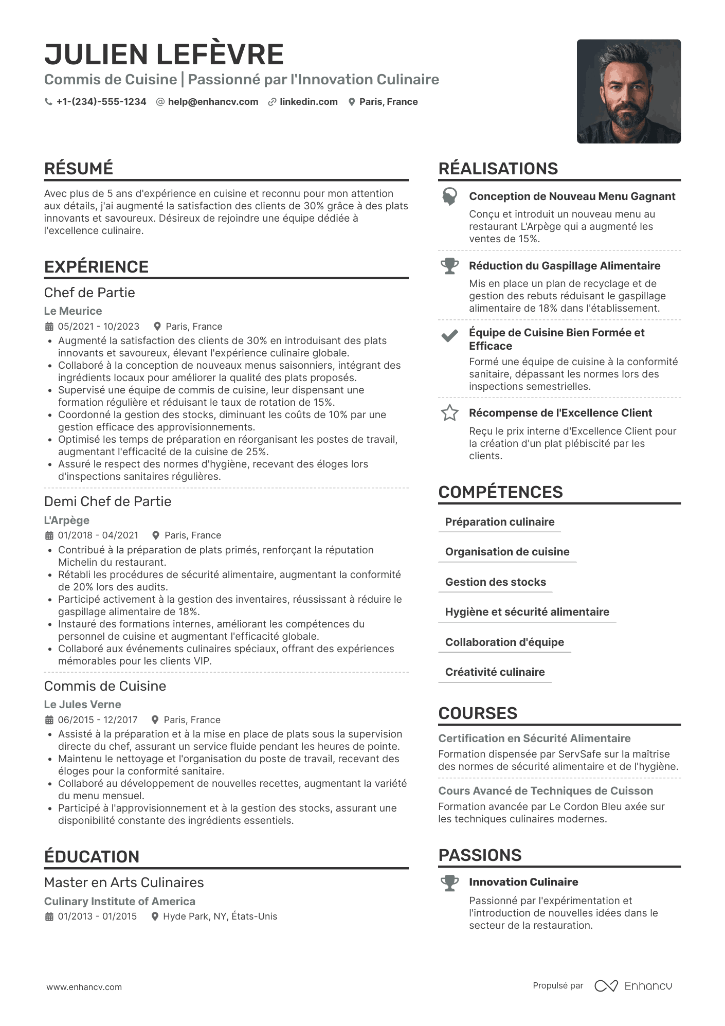 CV de commis de cuisine Resume Example