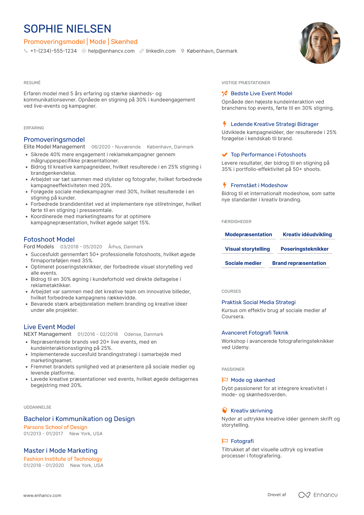 CV til Promoveringsmodel Resume Example