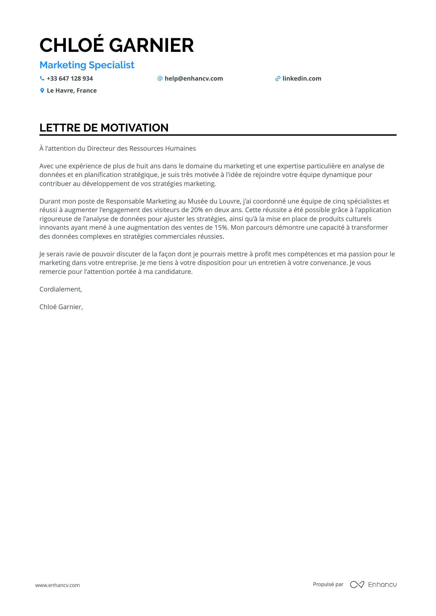 Analyste Marketing Resume Example